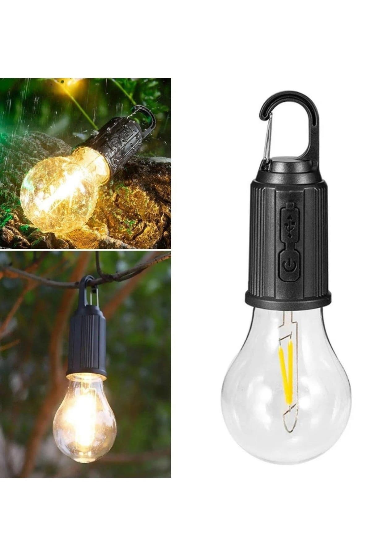 Şarjlı Aydınlatma Ampul Tasarımlı Ambians Işık Askılı Kamp Lambası - Lisinya