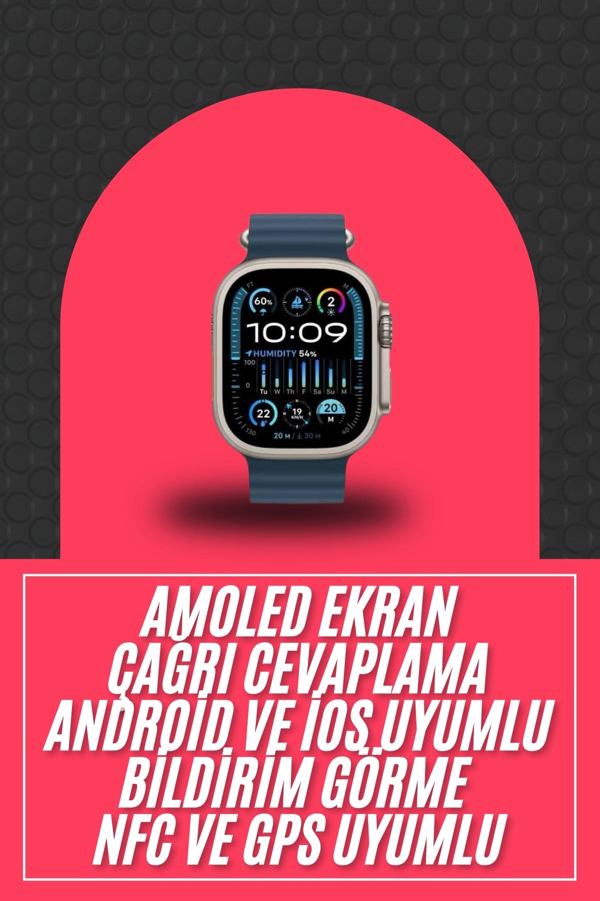 49mm Akıllı Saat Amoled Ekranlı Kadın Erkek Kol Saati Plastik Kordon - Lisinya