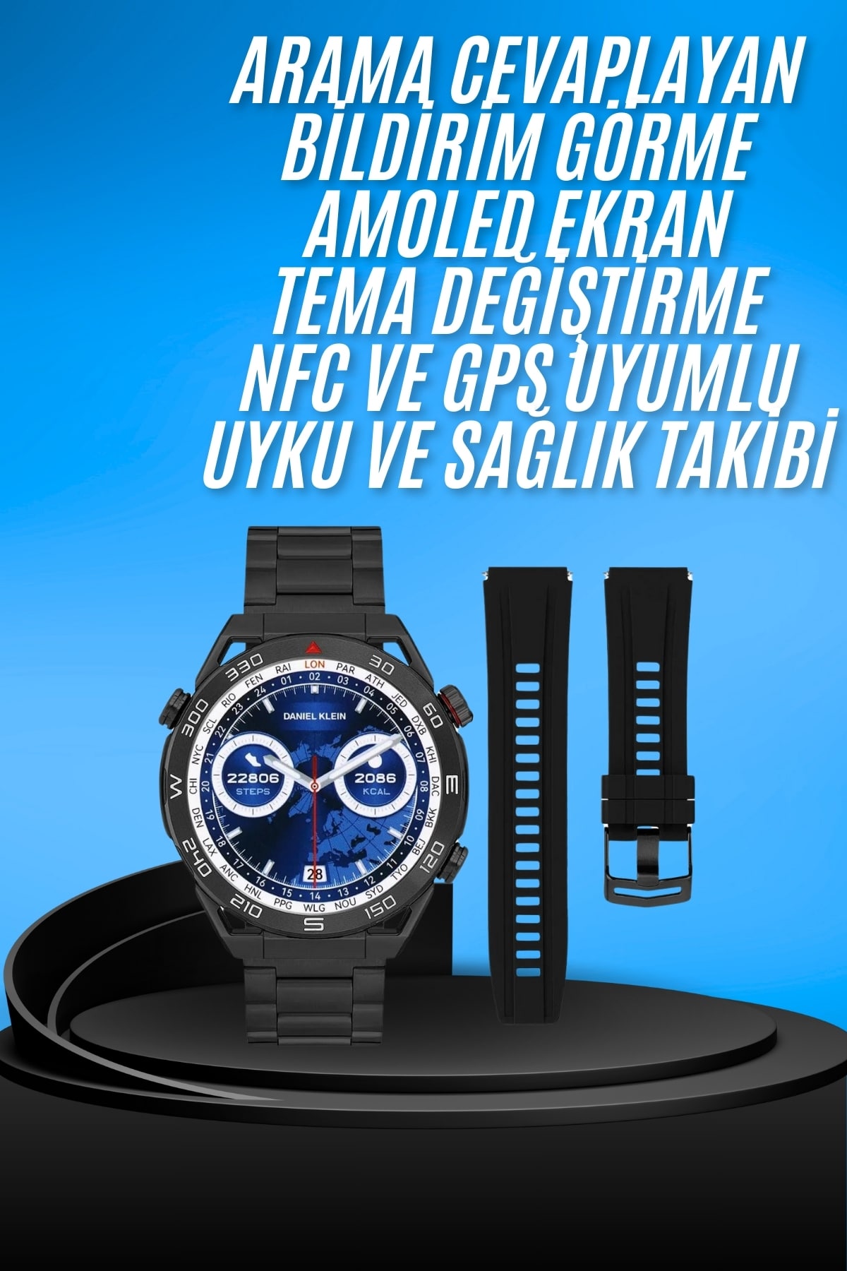 Akıllı Saat Çelik Kordonlu Amoled Ekran Android ve İOS Uyumlu Çağrı Cevaplayabilen - Lisinya