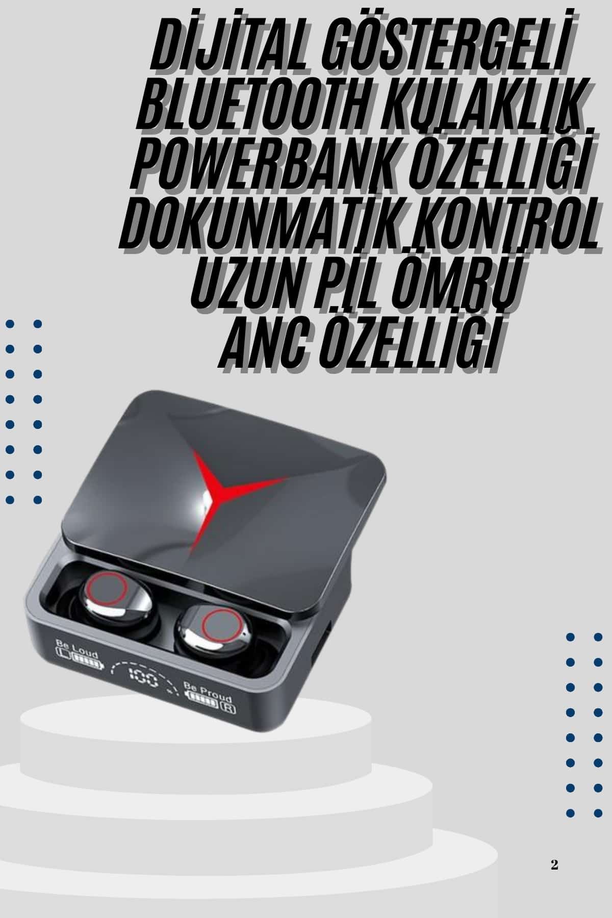 Kablosuz Bluetooth Kulaklık Powerbank Özellikli Göstergeli Hd Mikrofon - Lisinya
