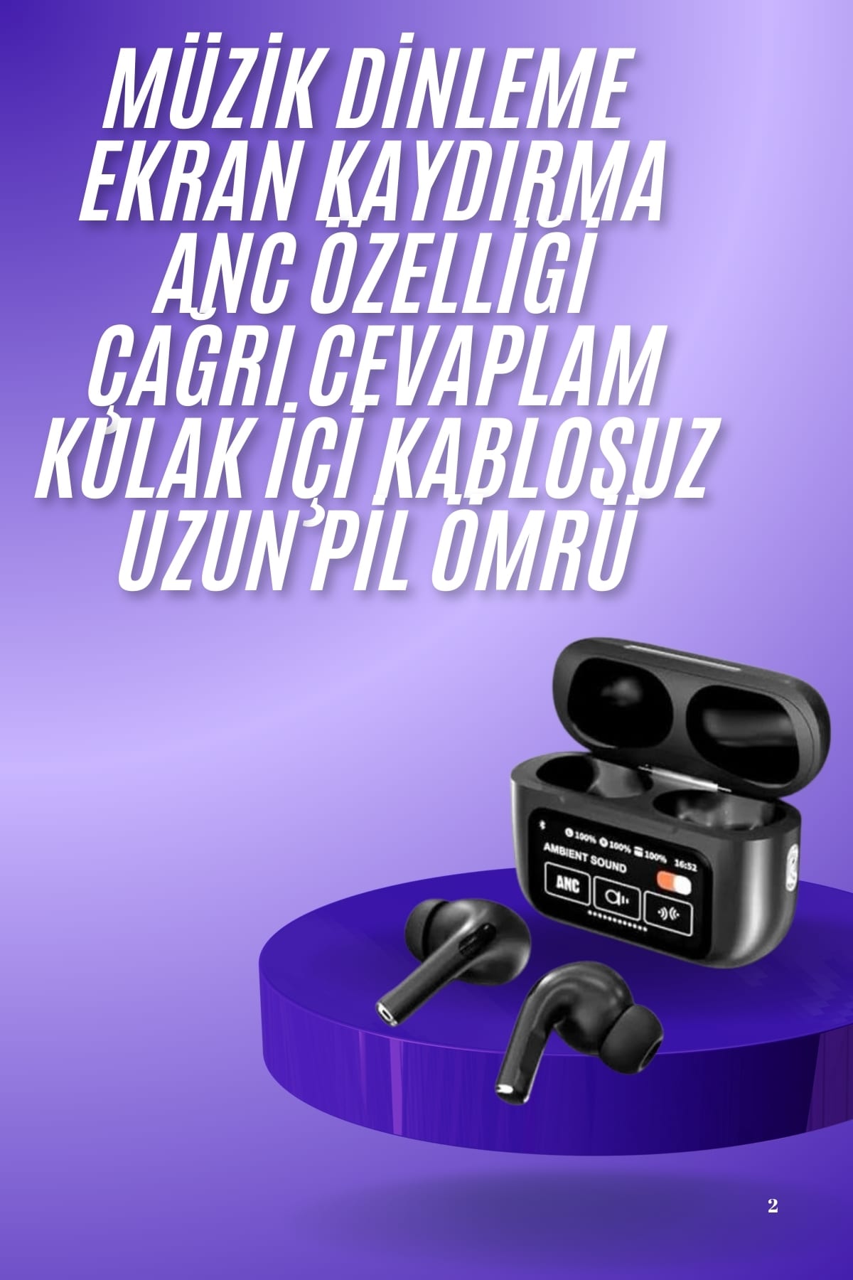 2.Nesil Pro Ekranlı Sesli Görüşme Yapabilen Kablosuz Bluetooth Kulaklık - Lisinya
