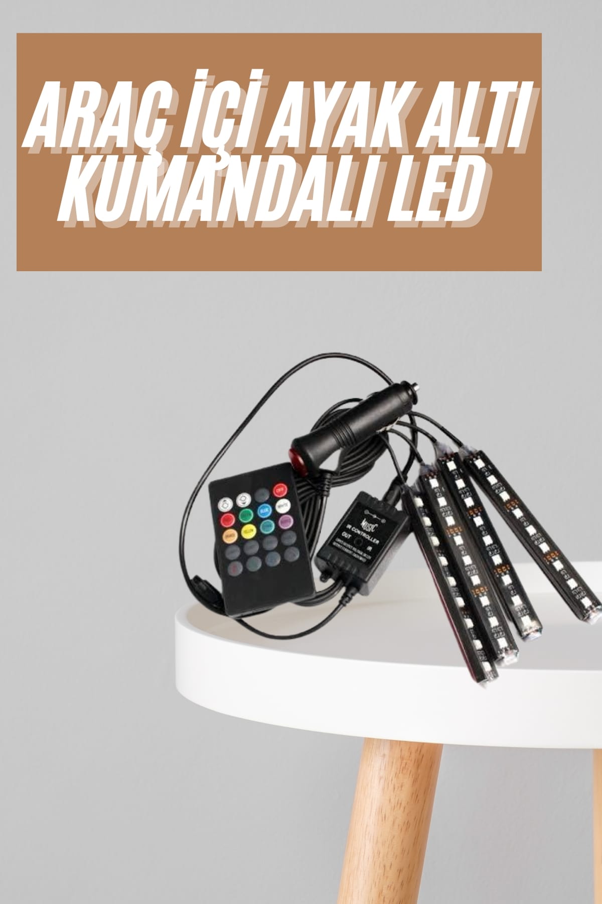 12'Lİ Şerit Led Işık RGB Sese ve Müziğe Duyarlı Araç İçi Ayak Altı - Lisinya