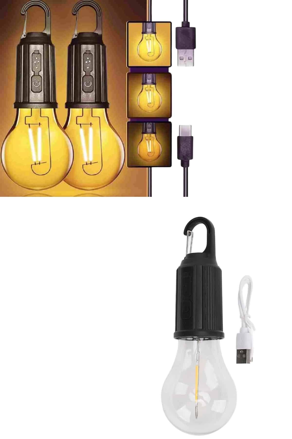 3 Farklı Mod LED'li Şarjlı Asma Kancalı Kamp Lambası Taşınabilir Ampul - Lisinya 3 Farklı Mod LED'li Şarjlı Asma Kancalı Kamp Lambası Taşınabilir Ampul - Lisinya