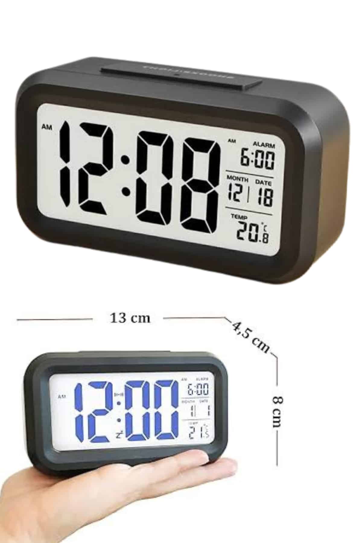 Dijital Masa Saati Termometre Takvim Led Ekran Pilli Ev Ofis Masası - Lisinya