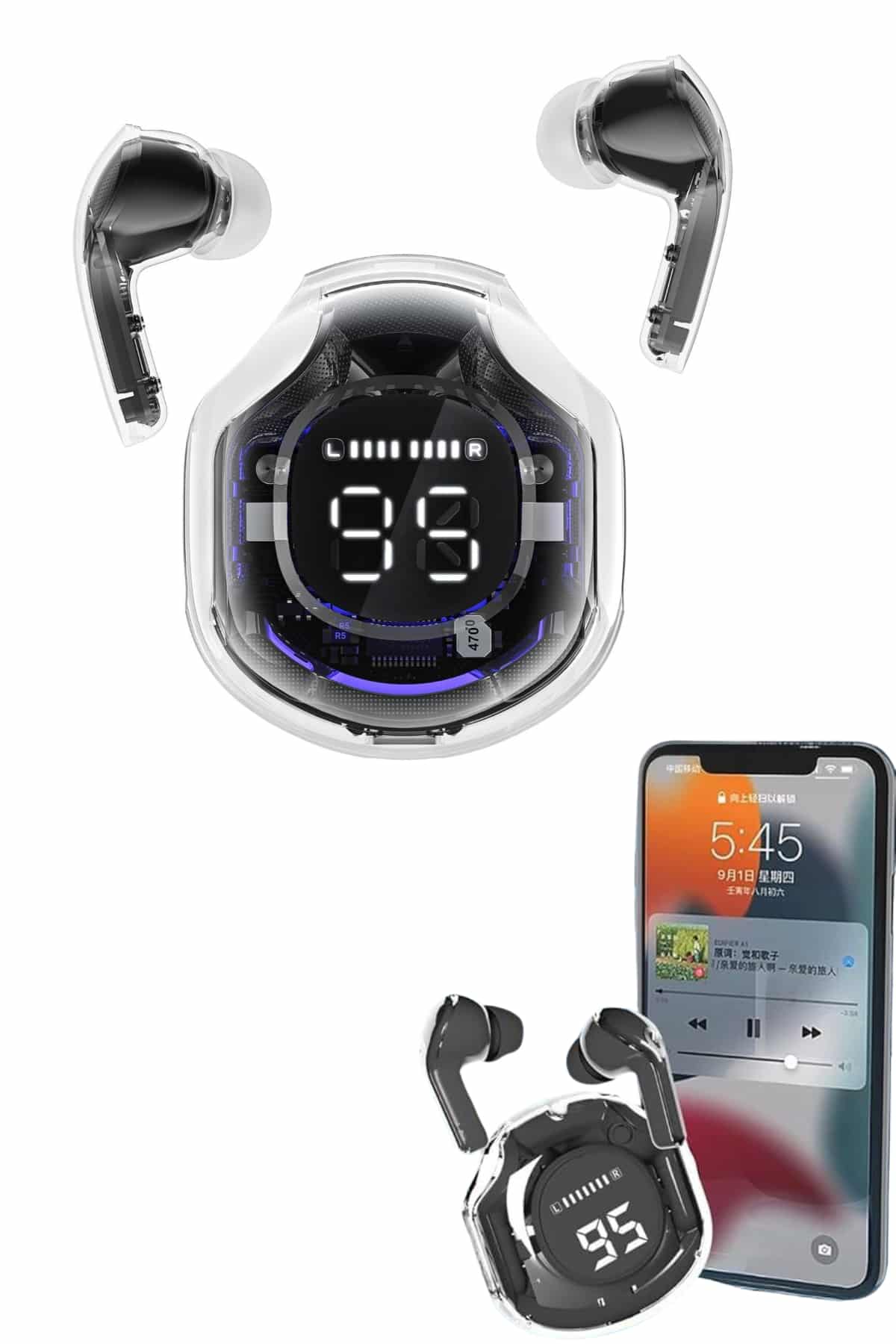 Kablosuz Dijital Göstergeli Powerbanklı IOS ve  Android Uyumlu Gaming Kulaklık - Lisinya