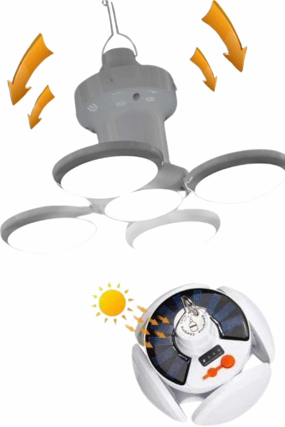 Kamp Lambası Güneş Enerjili Solar 5 Kanatlı Katlanır Lamba Karavan - Lisinya