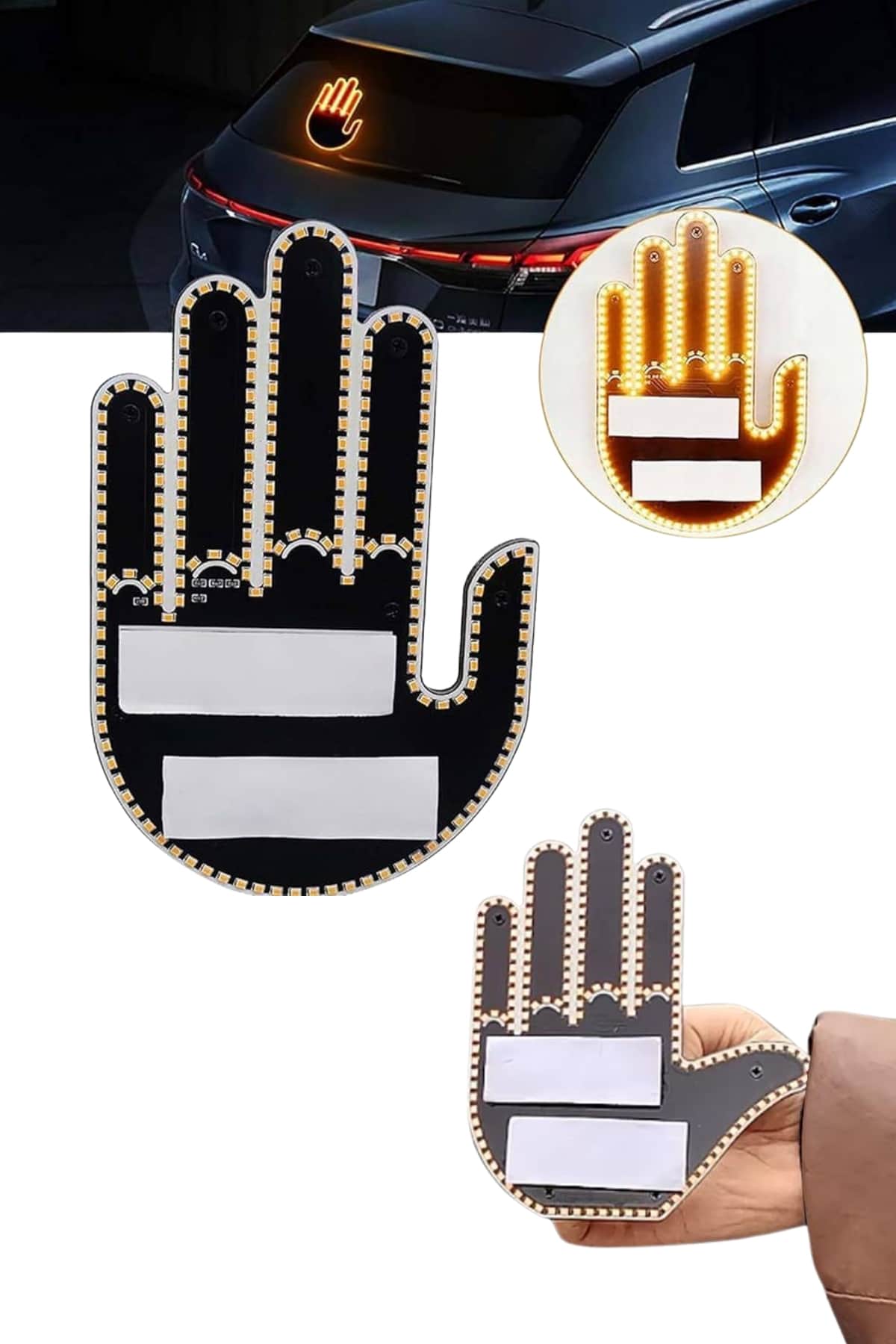 Uzaktan Kumandalı El Orta Parmak Led Araç Camına Özel - Lisinya