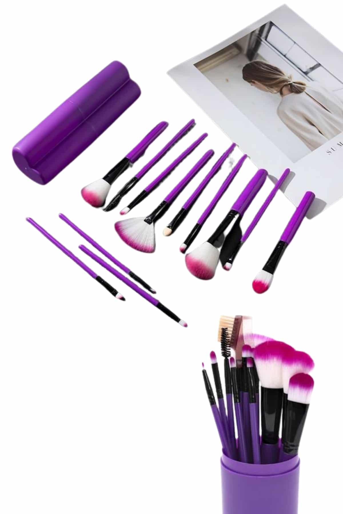 12 Parça Profesyonel Makyaj Fırçası Far Fırçası Allık Fırçası Yumuşak Kıllı - Lisinya