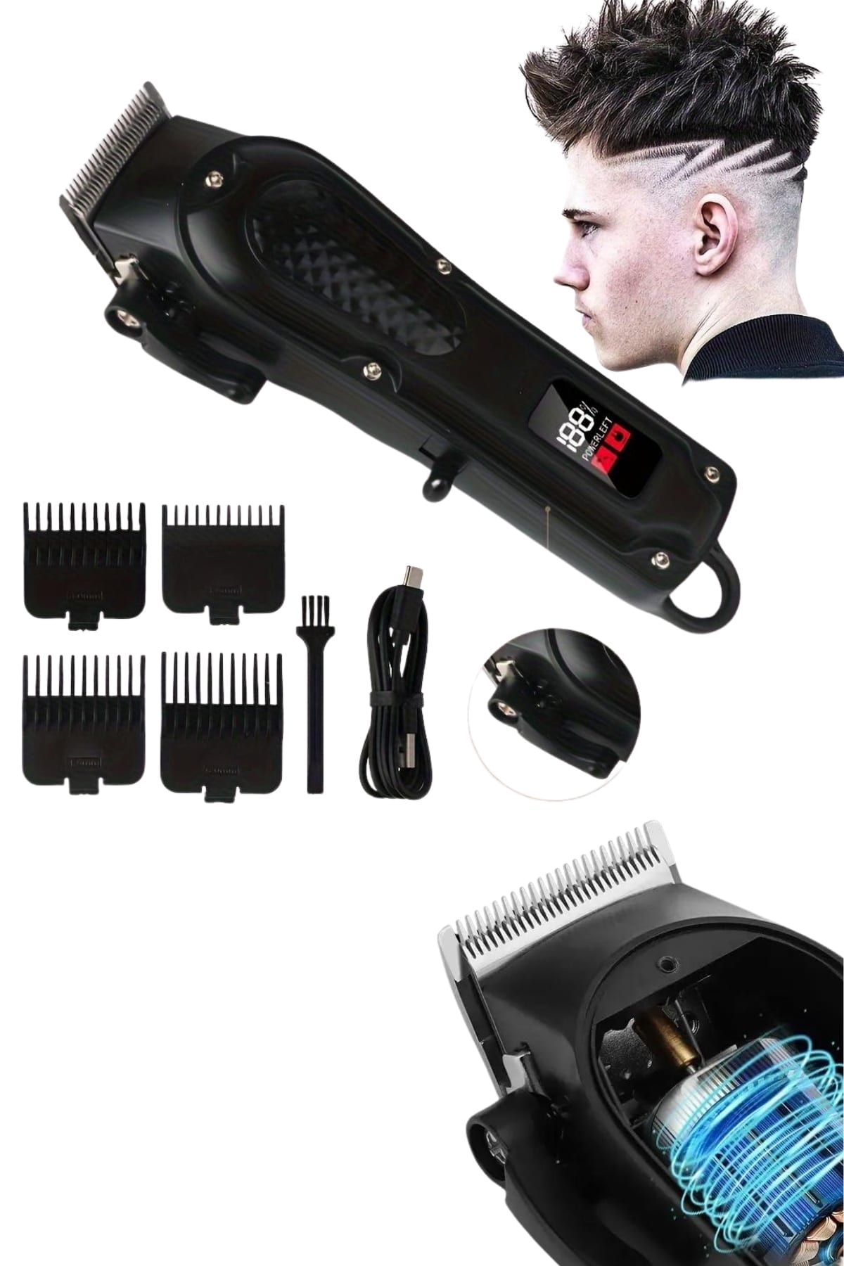 Profesyonel Saç Kesme Aleti Dijital Saç Sakal Tıraş Makinesi Uzun Ömürlü - Lisinya