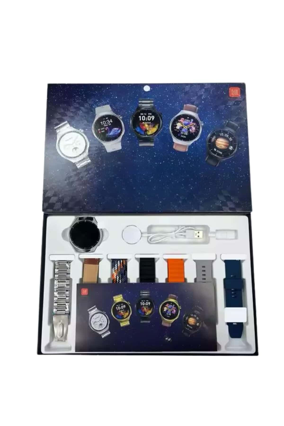 Unısex Yuvarlak Ekranlı 7 Kordonlu Akıllı Saat GPS Destekli Çoklu Kordon Seçeneği - Lisinya