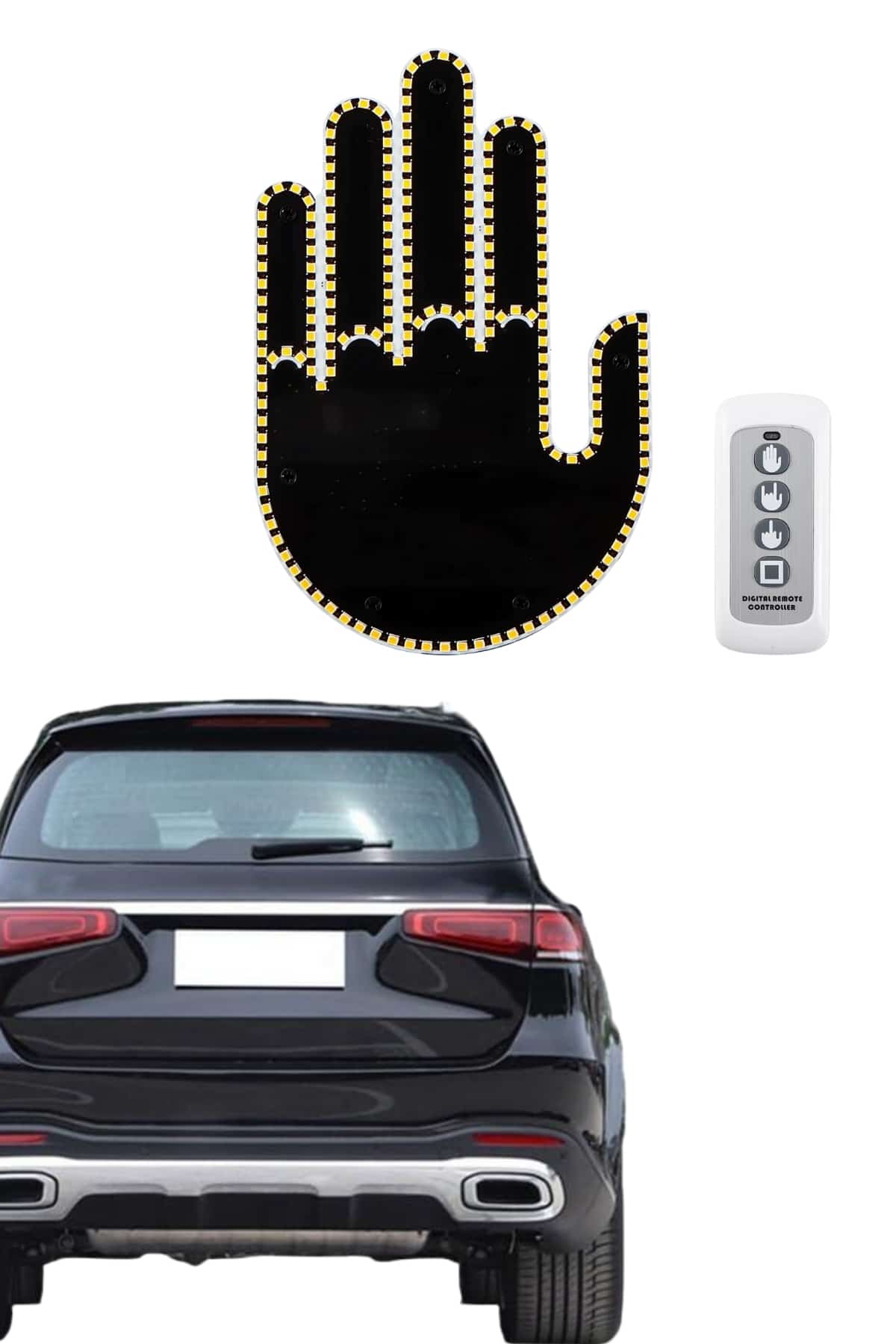 Uzaktan Kumandalı El Orta Parmak Led Araç Camına Özel - Lisinya
