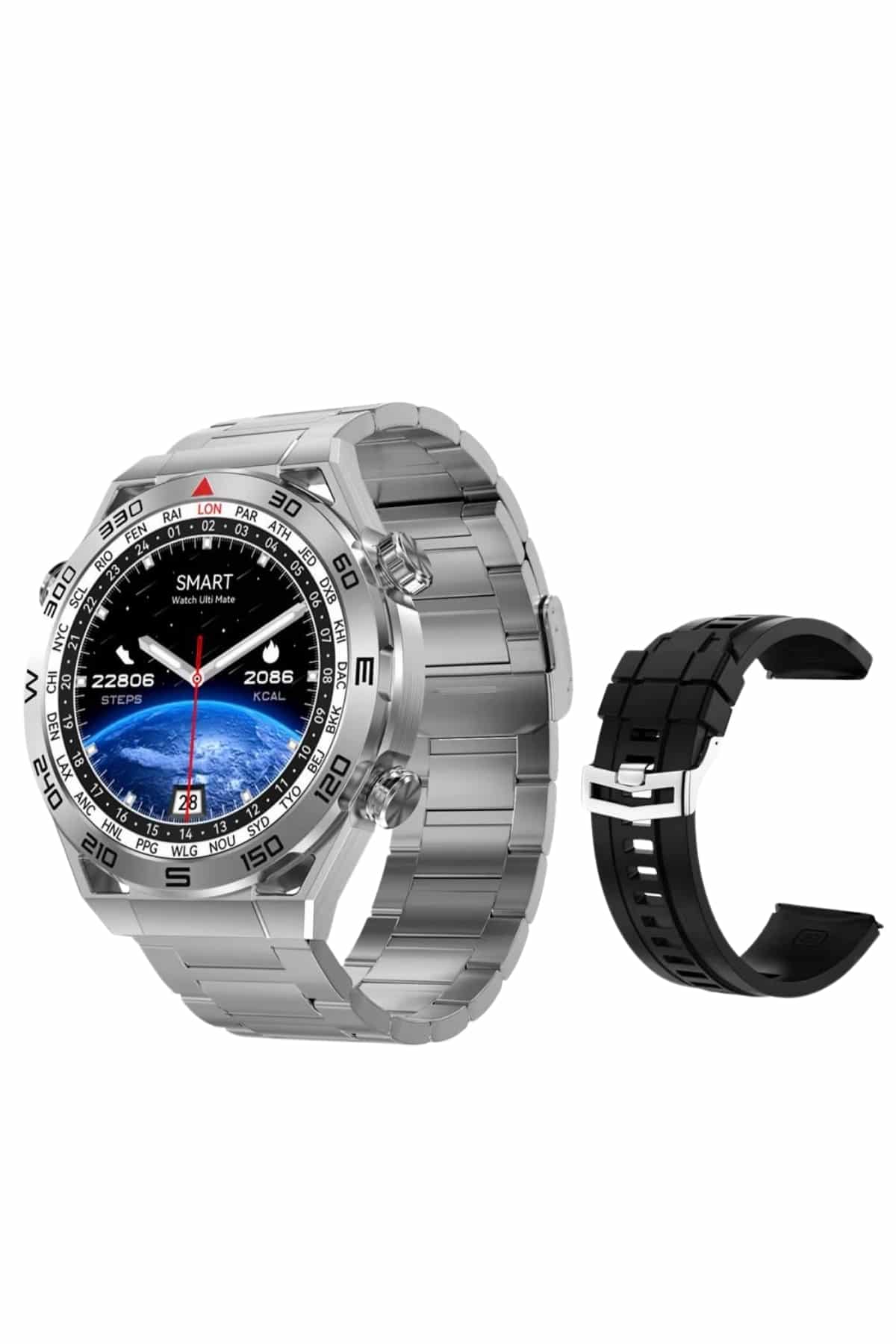 Akıllı Saat Çelik Kordonlu Amoled Ekran Android ve İOS Uyumlu Çağrı Cevaplayabilen - Lisinya