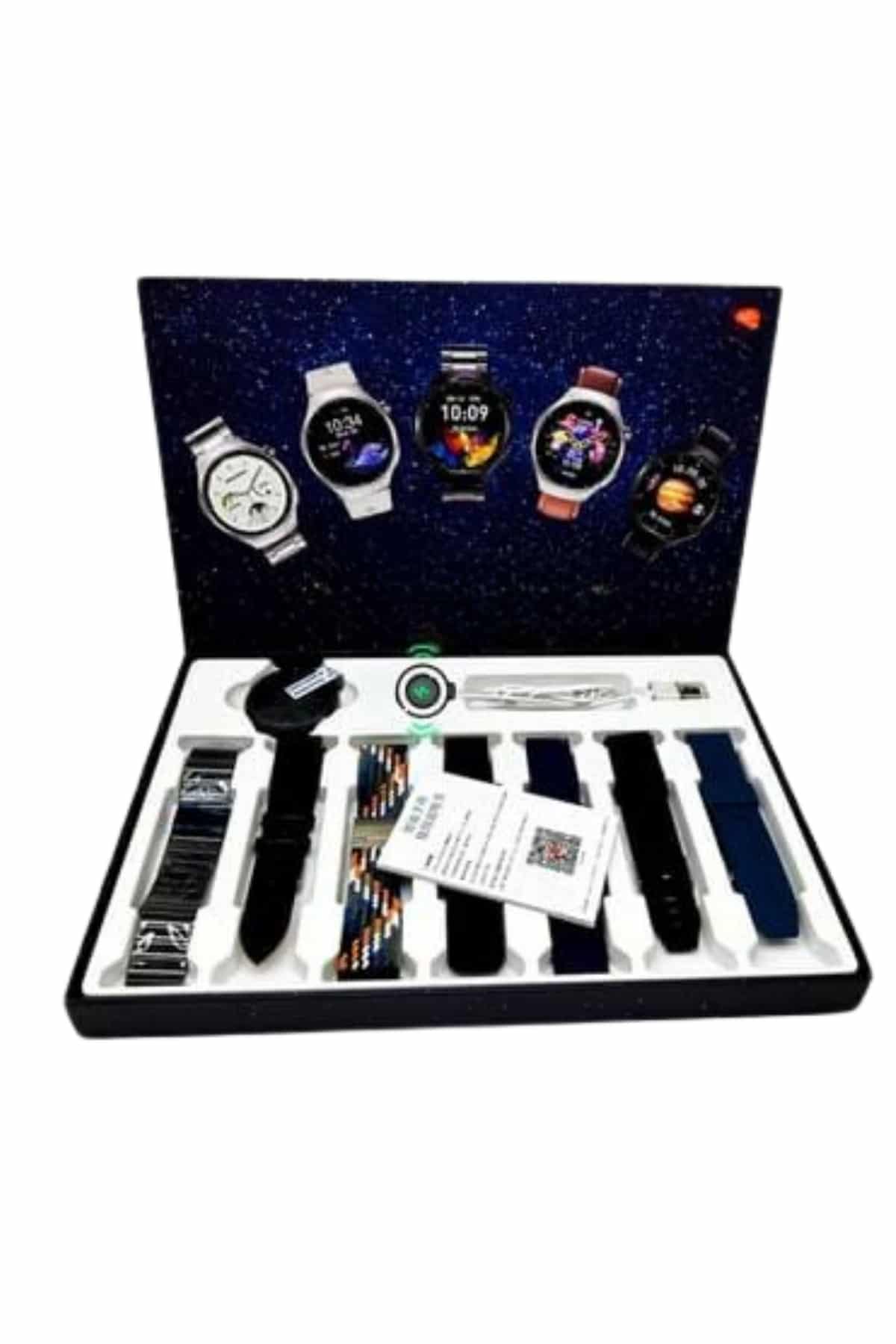 Unısex Yuvarlak Ekranlı 7 Kordonlu Akıllı Saat GPS Destekli Çoklu Kordon Seçeneği - Lisinya