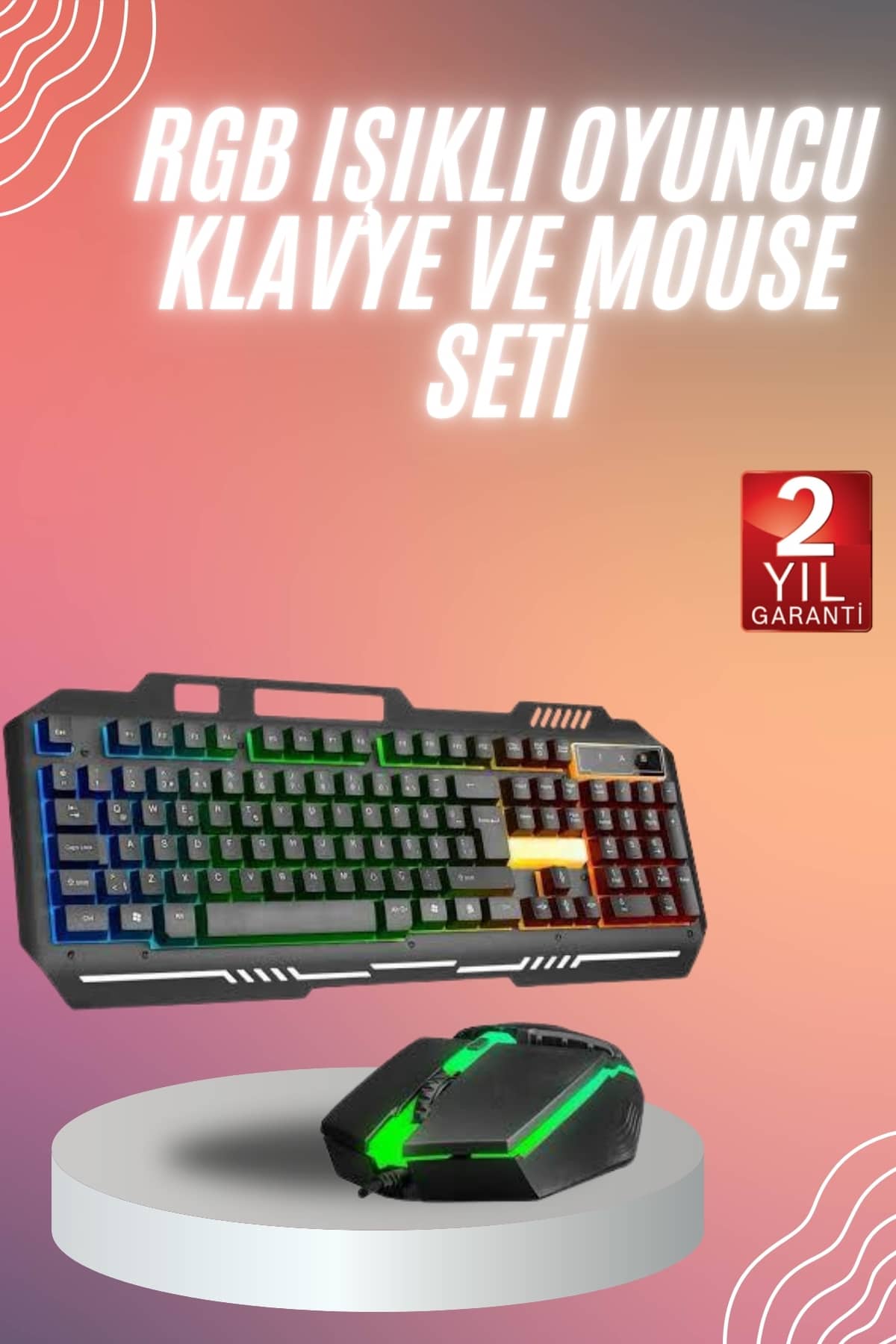 RGB Işıklı Gaming Oyuncu Klavye Q Klavye Mouse Hediyeli - Lisinya