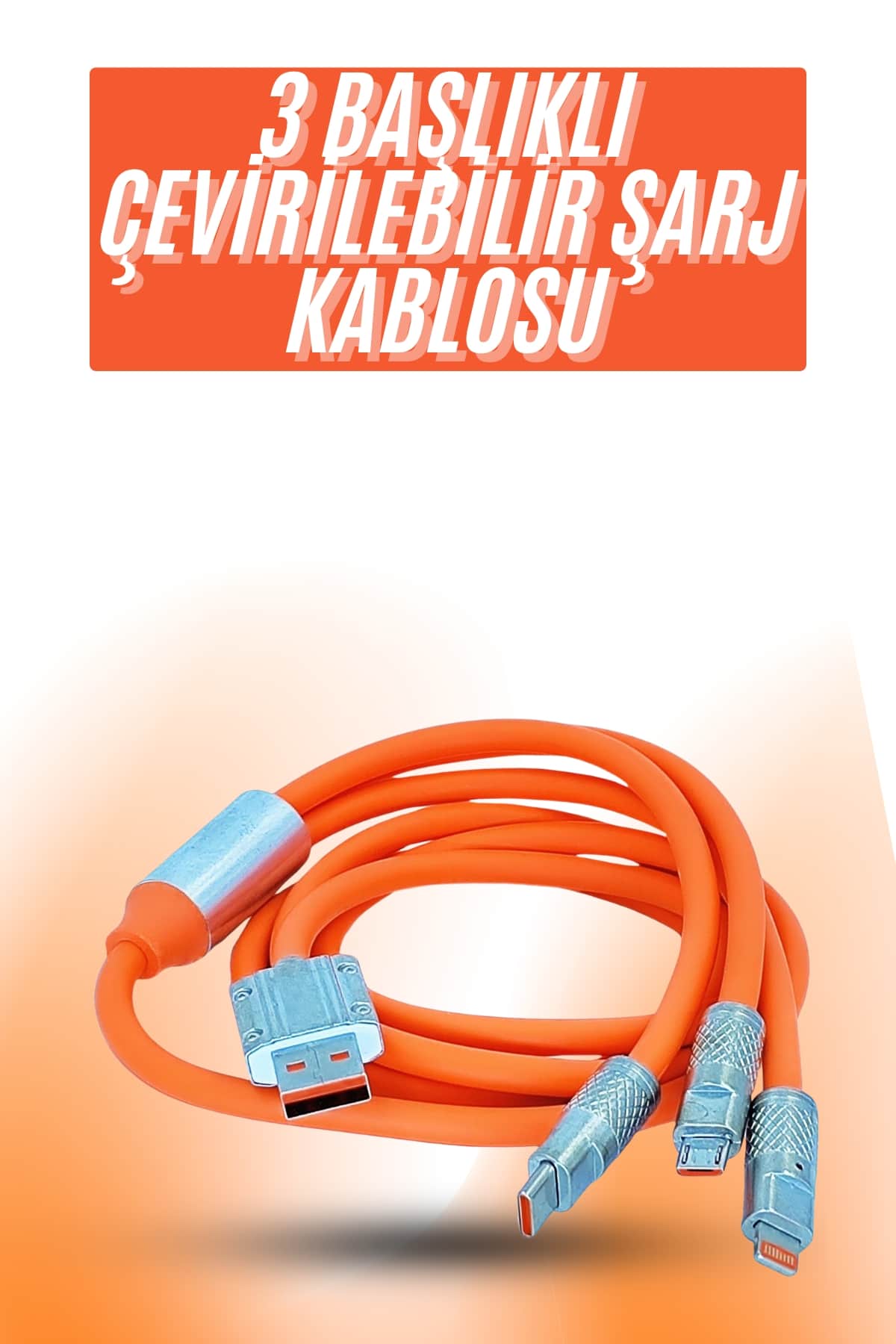 Çoklu Şarj Kablosu USB Type-C İOS Uyumlu 120W Hızlı Şarj Kablosu - Lisinya