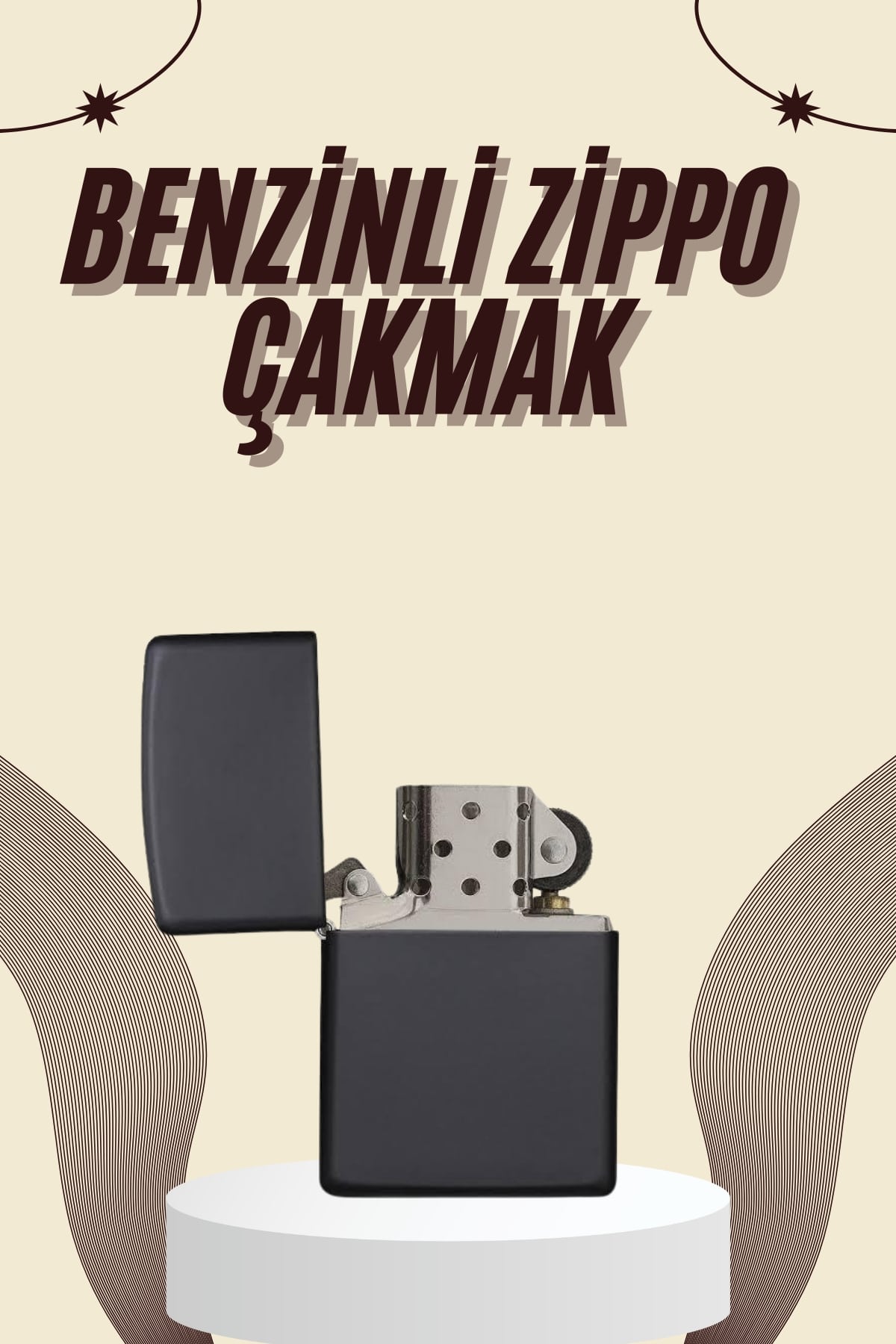 Çakmak Parlak Siyah Zippo Benzinli Çakmak Cep Boy Doldurulabilir - Lisinya