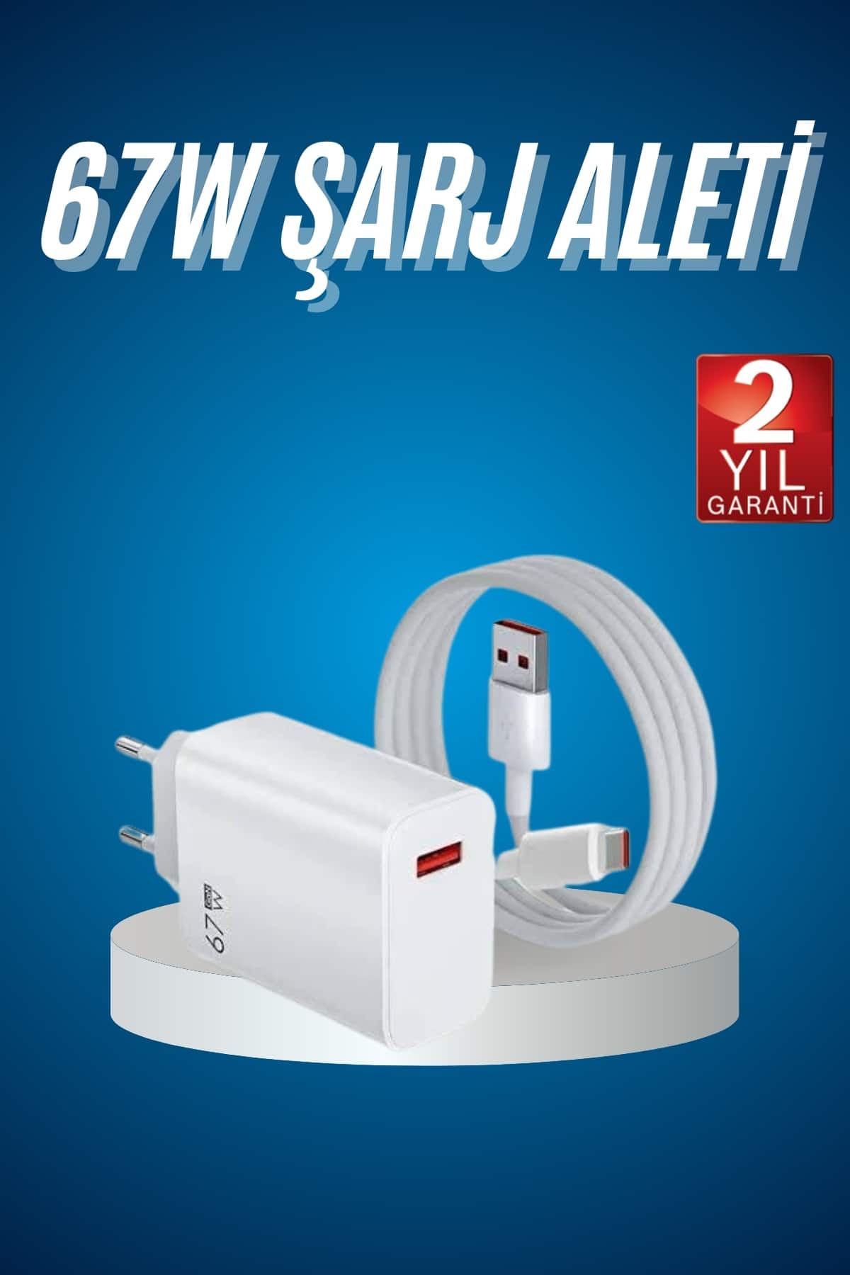 Hızlı Şarj Aleti Adaptörü Kablo Seti 67W Uzun Ömürlü Beyaz - Lisinya