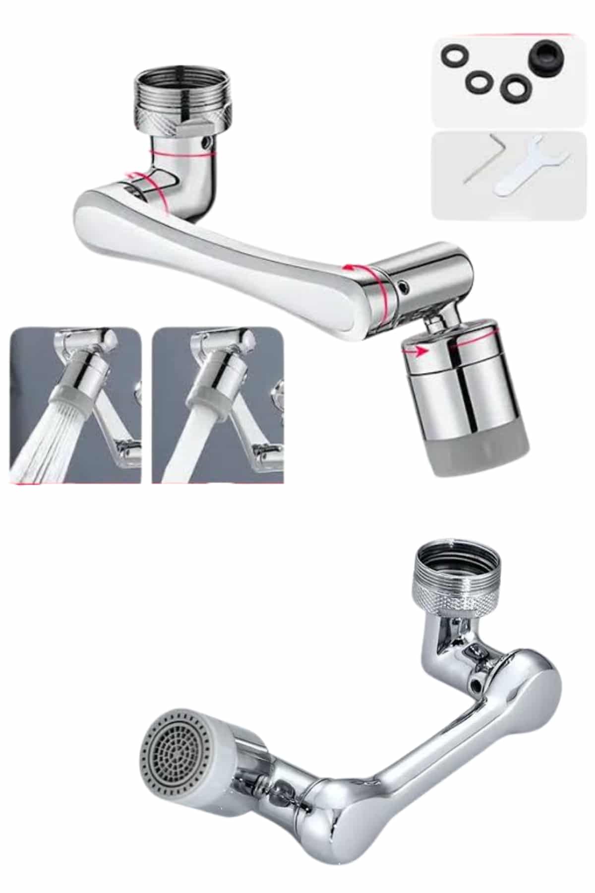 Dönen Musluk Başlığı 1080 Derece Ayarlanabilir Filtreli Sprey Uç - Lisinya