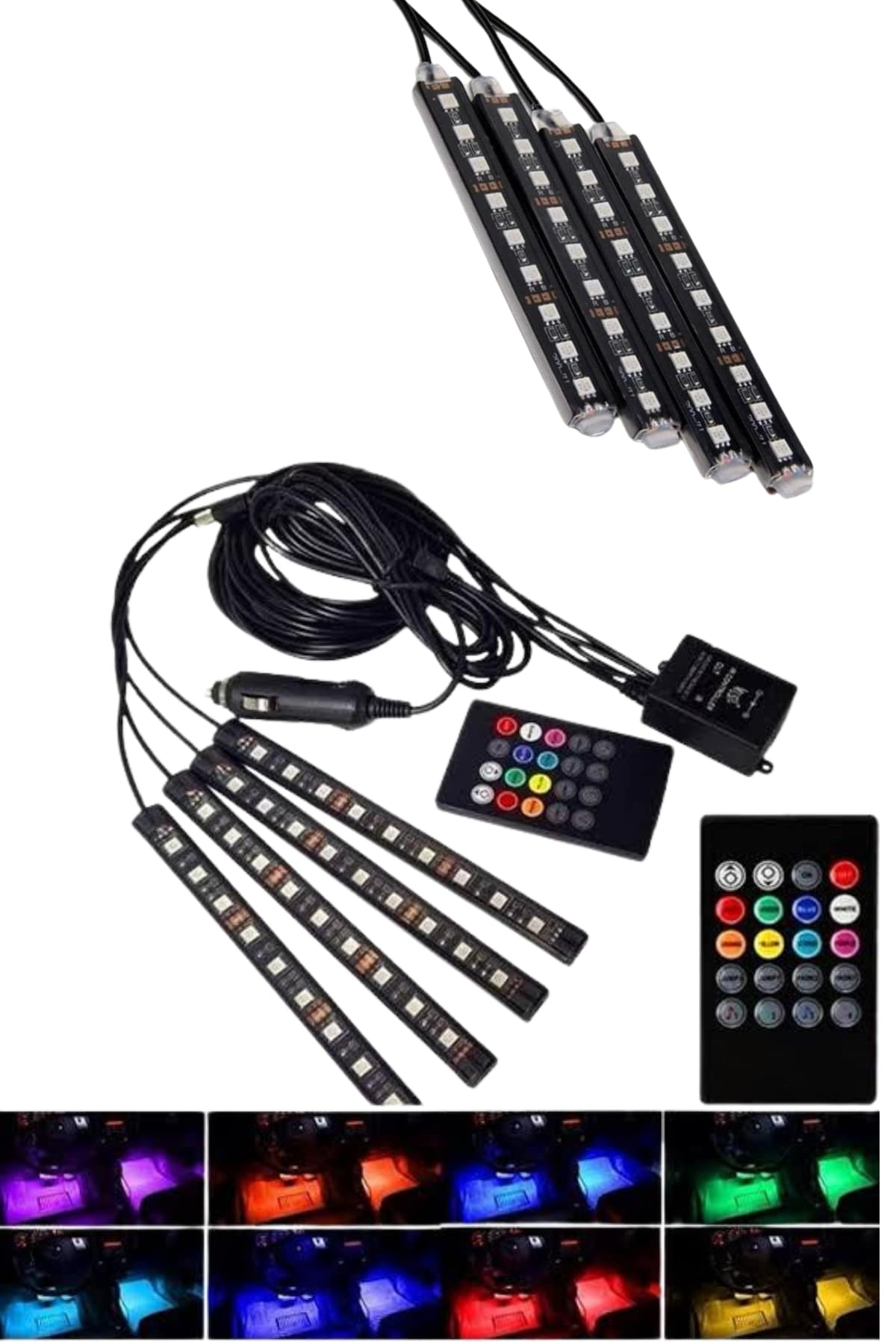 Araç Içi Aydınlatma Kumandalı 12 Led Ayak Altı Led Ambiyans Işığı Sese Duyarlı Kumandalı - Lisinya