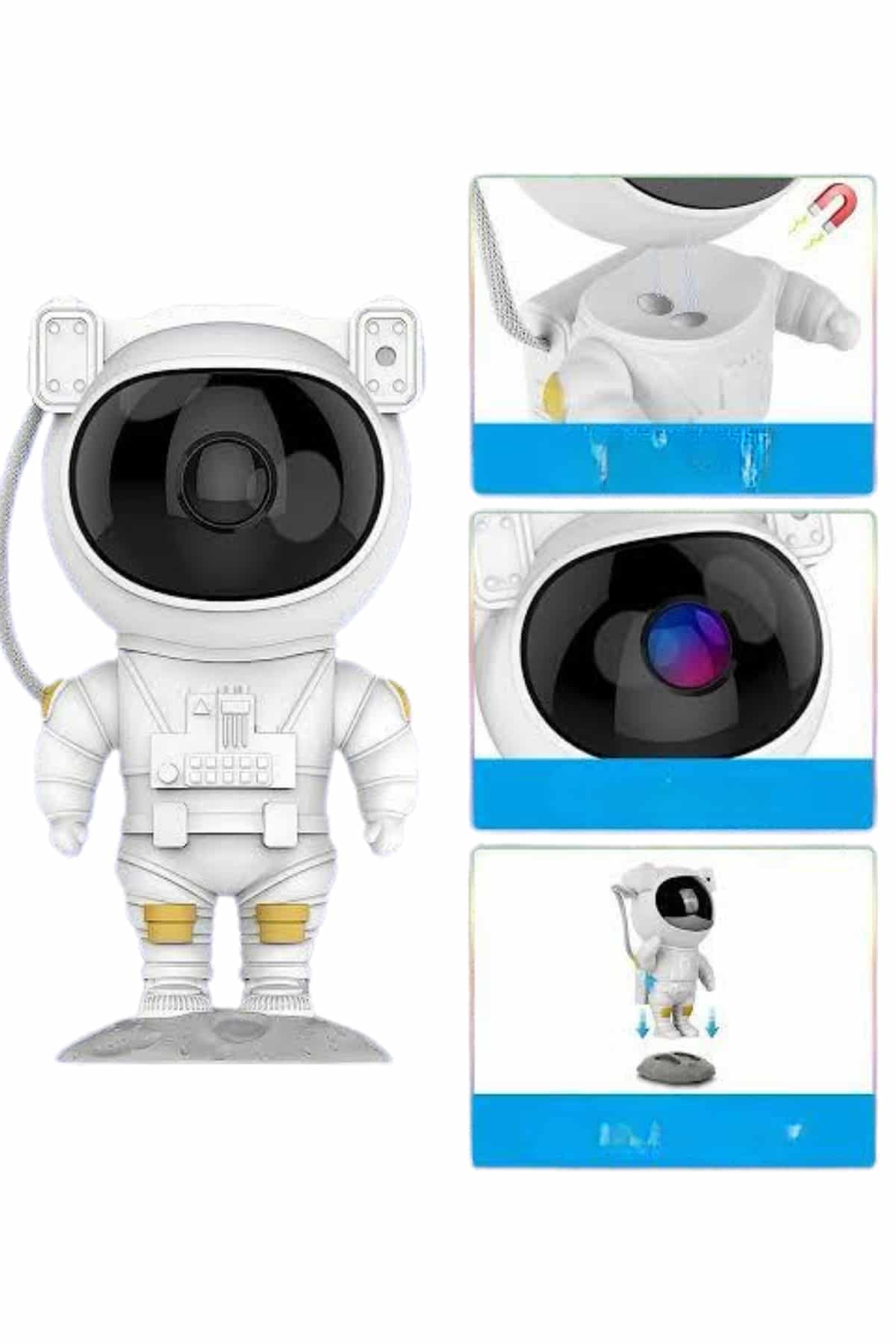 Gece Lambası Astronot Bluetooth Hoparlörlü Galaksi Işık Projektörü - Lisinya