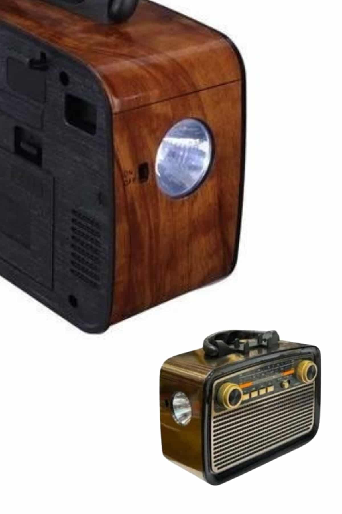 Nostaljik Görünümlü Ahşap Radyo TF SD USB Girişli Led Fener Işıklı - Lisinya