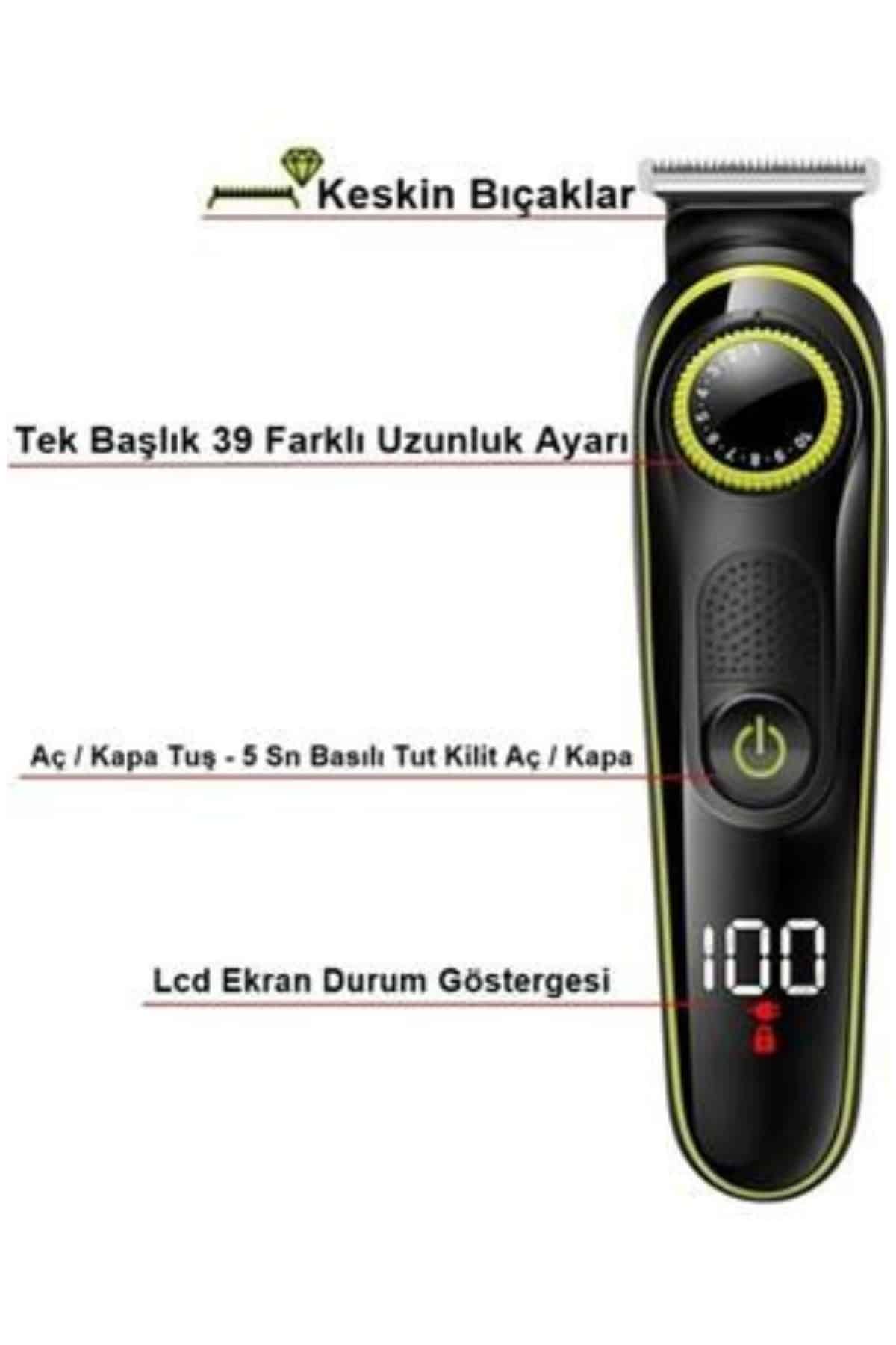 Unısex Çok Fonksiyonlu Bakım Seti Led Göstergeli Tıraş Makinesi Saç Sakal Vücut - Lisinya