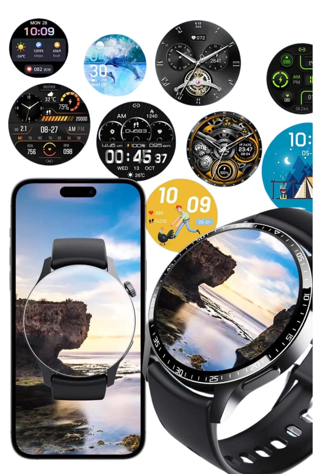 Amoled Ekran Metal Deri Silikon Kordonlu Uyku ve Sağlık Takibi - Lisinya