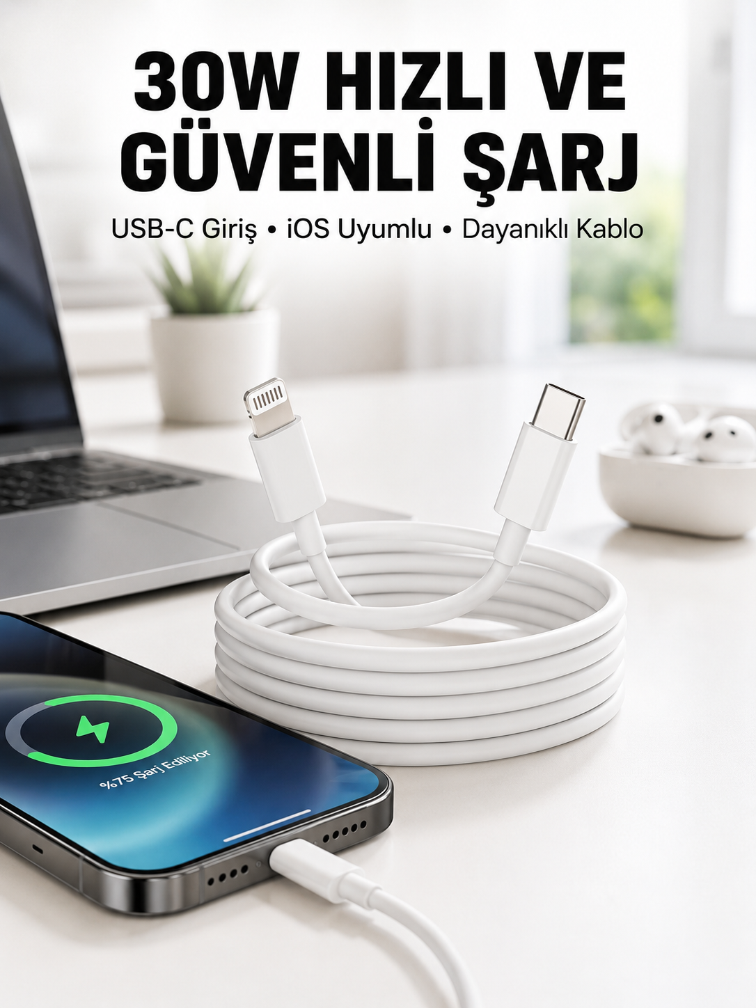 İOS Uyumlu 8 X Xs Xr 11 12 13 14/Pro Max Mini Plus Şarj Kablosu - Lisinya İOS Uyumlu 8 X Xs Xr 11 12 13 14/Pro Max Mini Plus Şarj Kablosu - Lisinya
