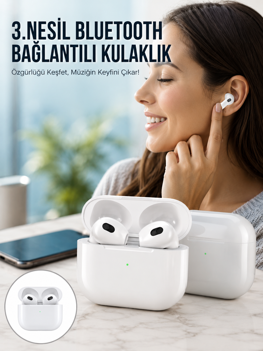 3.Nesil İOS Android Uyumlu Bluetooth 5.0 Beyaz Çağrı Cevaplama - Lisinya 3.Nesil İOS Android Uyumlu Bluetooth 5.0 Beyaz Çağrı Cevaplama - Lisinya