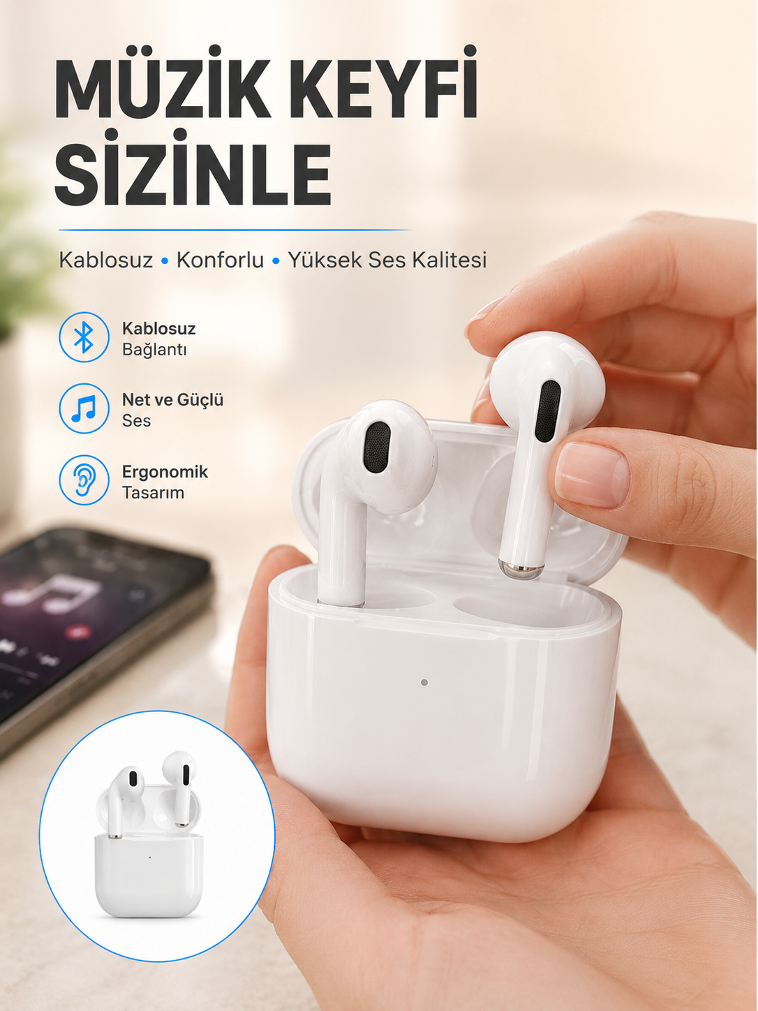 Yeni Nesil Bluetooth Kulaklık Beyaz Çağrı Cevaplayabilen Kablosuz - Lisinya Yeni Nesil Bluetooth Kulaklık Beyaz Çağrı Cevaplayabilen Kablosuz - Lisinya