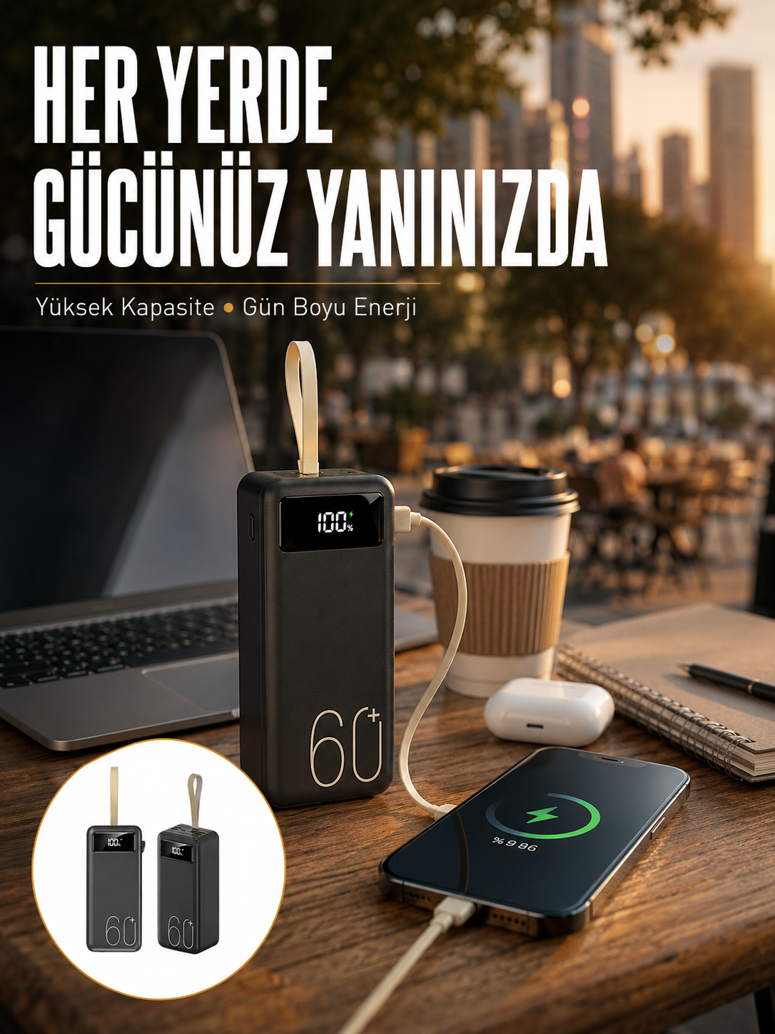 Powerbank 60.000 Mah Taşınabilir Şarj Hızlı El Fenerli Dijital Göstergeli - Lisinya Powerbank 60.000 Mah Taşınabilir Şarj Hızlı El Fenerli Dijital Göstergeli - Lisinya