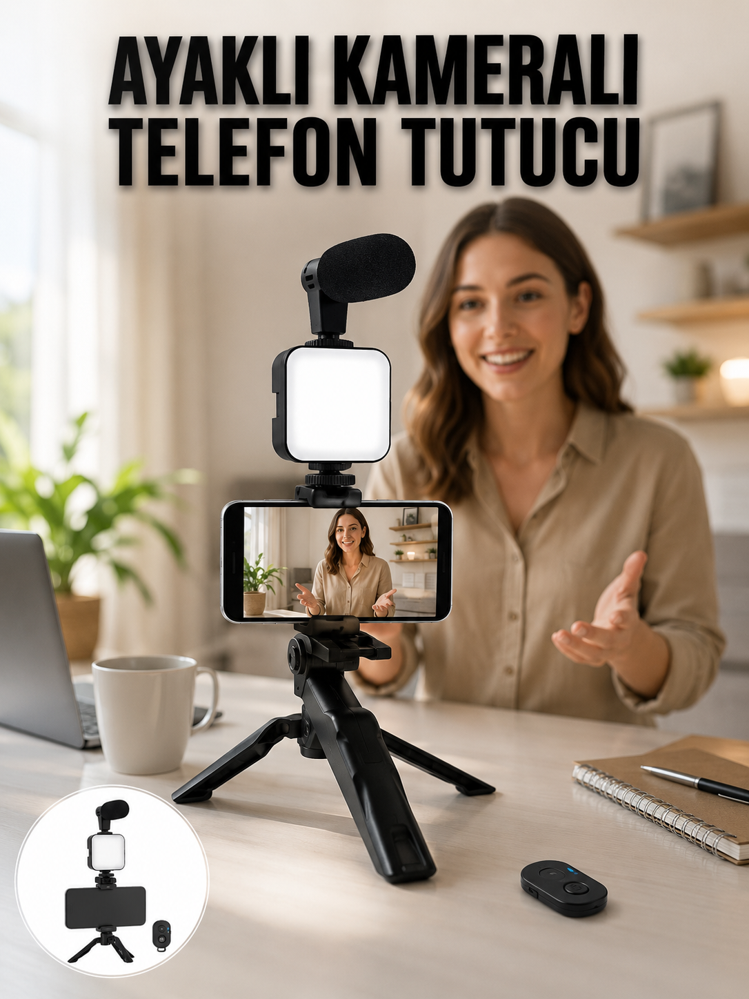 Telefon Tutucu Led Işıklı Kumandalı Mikrofon Telefon Vlog Video Kayıt - Lisinya Telefon Tutucu Led Işıklı Kumandalı Mikrofon Telefon Vlog Video Kayıt - Lisinya