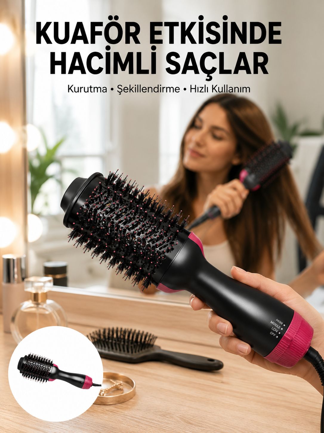 Fön Tarak 1200 W Saç Şekillendirici Saç Düzleştirici Saç Kurutma - Lisinya