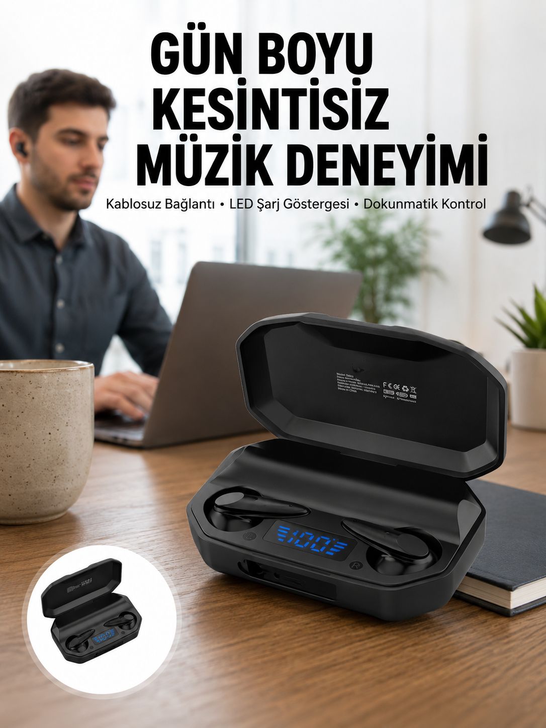 Gaming Kulaklık Bluetooth 5.2 Kablosuz Kulakiçi Rgb Işıklı Çift Mikrofonlu - Lisinya