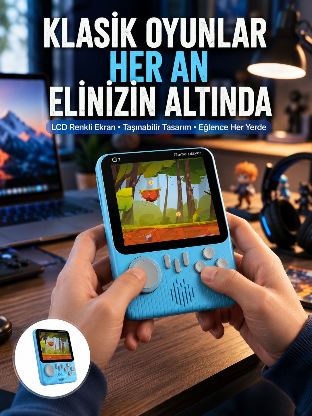3.5 İnç Mini Atari Taşınabilir Oyun Konsolu 666 Adet Retro Oyun - Lisinya