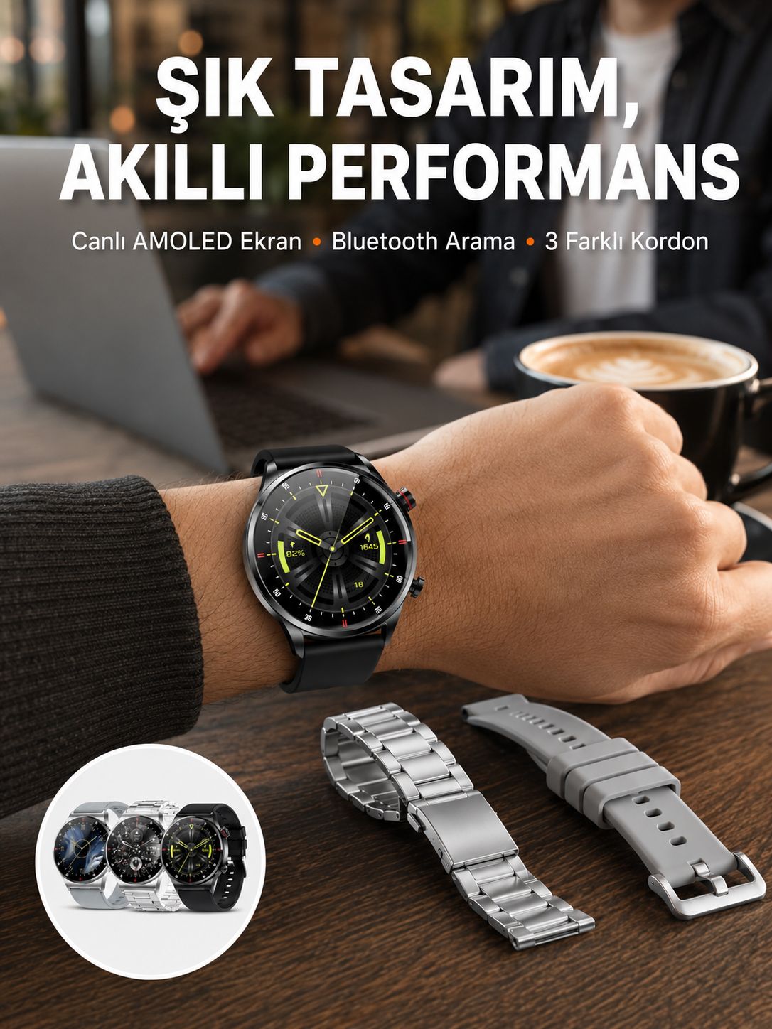 Akıllı Saat Çoklu Kordon Seçeneği Amoled Ekran Çok Fonksiyonlu Bluetooth Bağlantılı - Lisinya Akıllı Saat Çoklu Kordon Seçeneği Amoled Ekran Çok Fonksiyonlu Bluetooth Bağlantılı - Lisinya
