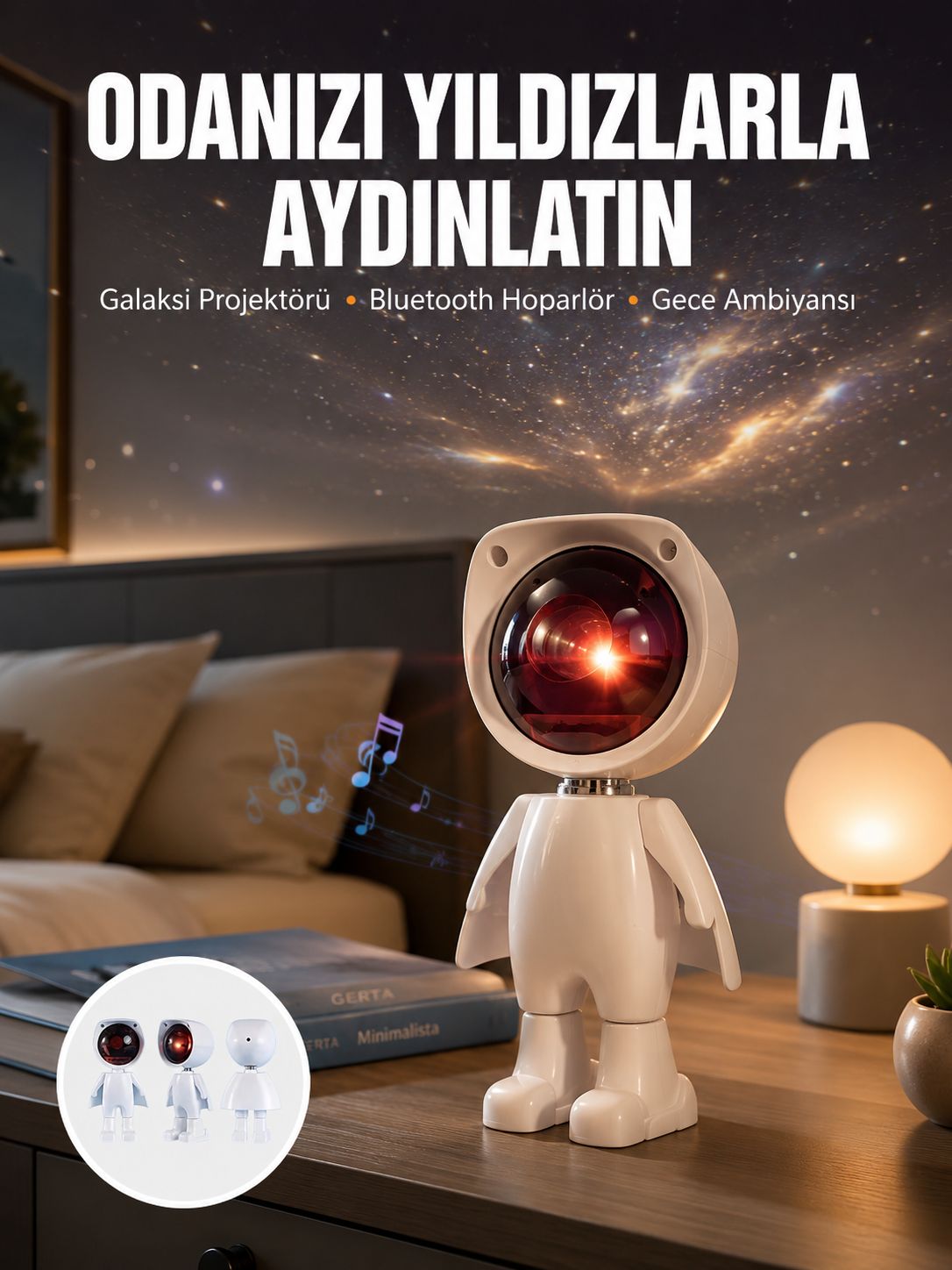 Projeksiyon Güneş Lambası Astronot Gün Batımı Projektör LED Işıklı - Lisinya Projeksiyon Güneş Lambası Astronot Gün Batımı Projektör LED Işıklı - Lisinya
