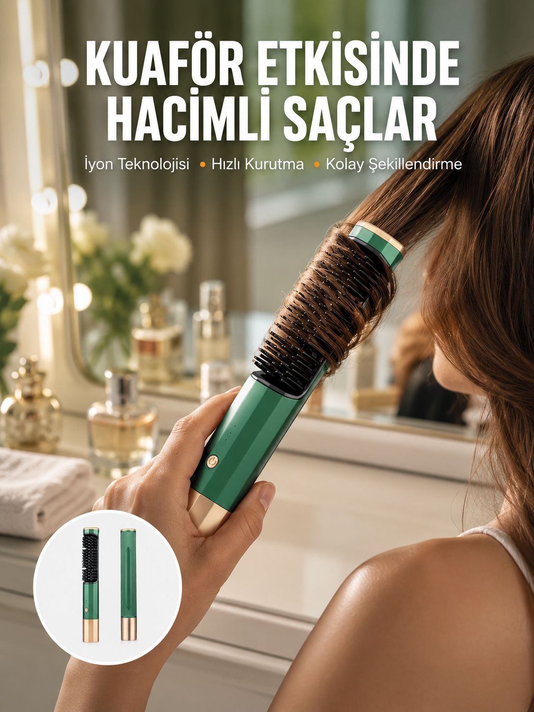 Üflemeli Saç Düzleştirici Fön Tarak Yüksek Isı Ayarlı İyon Özellikli - Lisinya