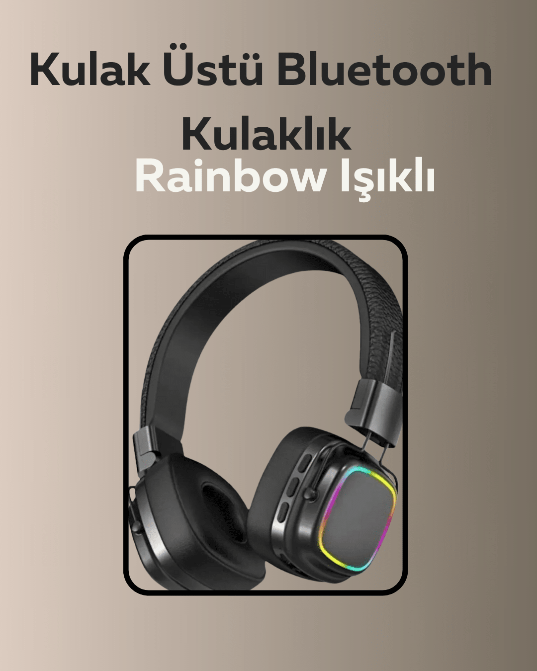 Bluetooth 5.3 Rainbow Işıklı Kulak Üstü Kablosuz Kulaklık - Lisinya
