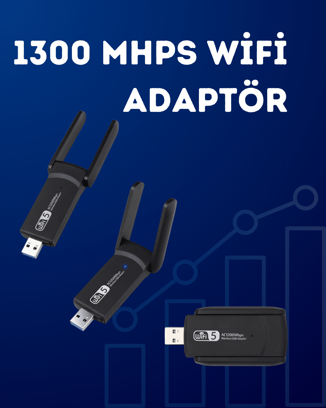 USB WiFi Adaptör – 1200 Mbps Hız - Lisinya