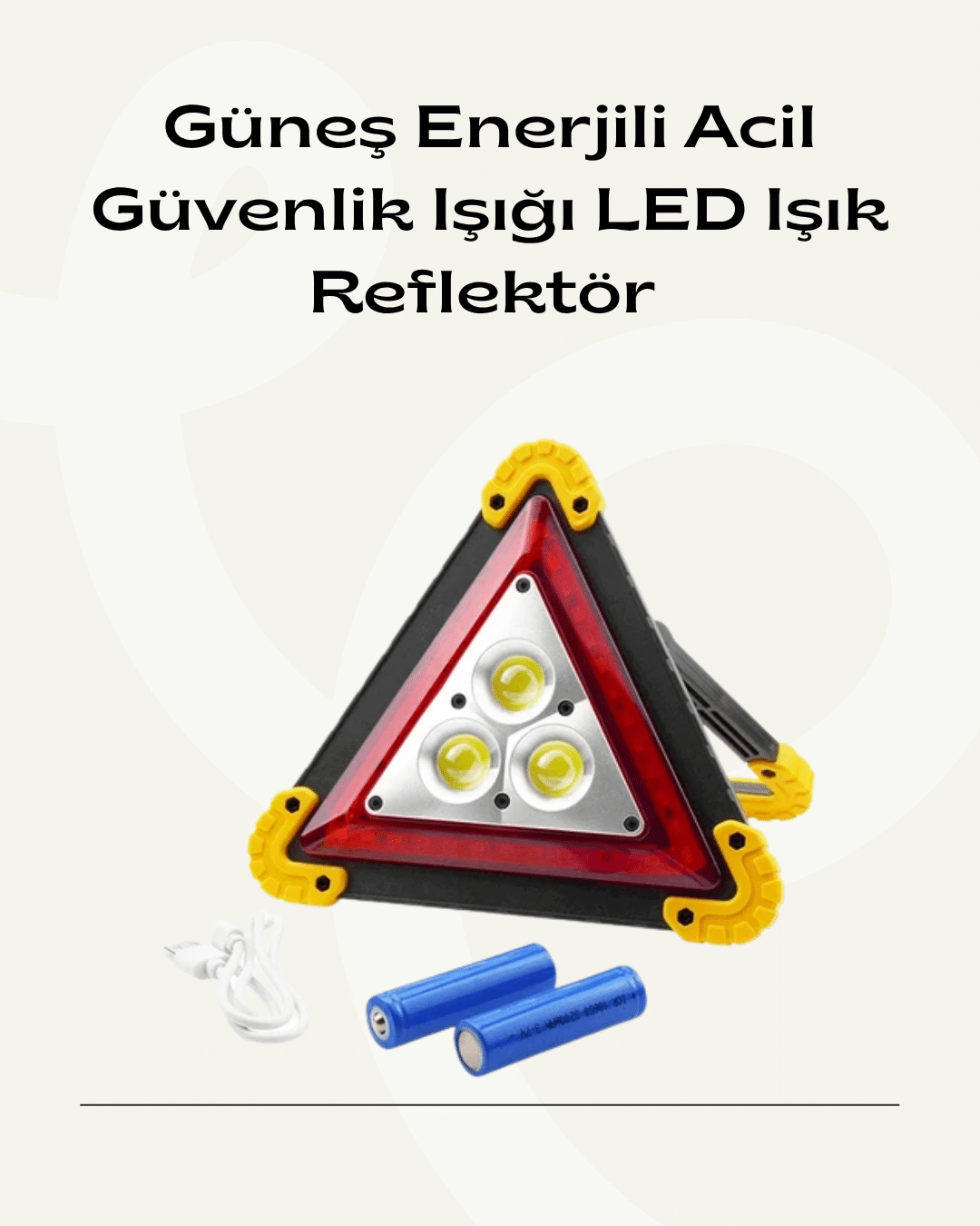 Solar Şarjlı Üçgen LED Park ve İkaz Lambası - Lisinya