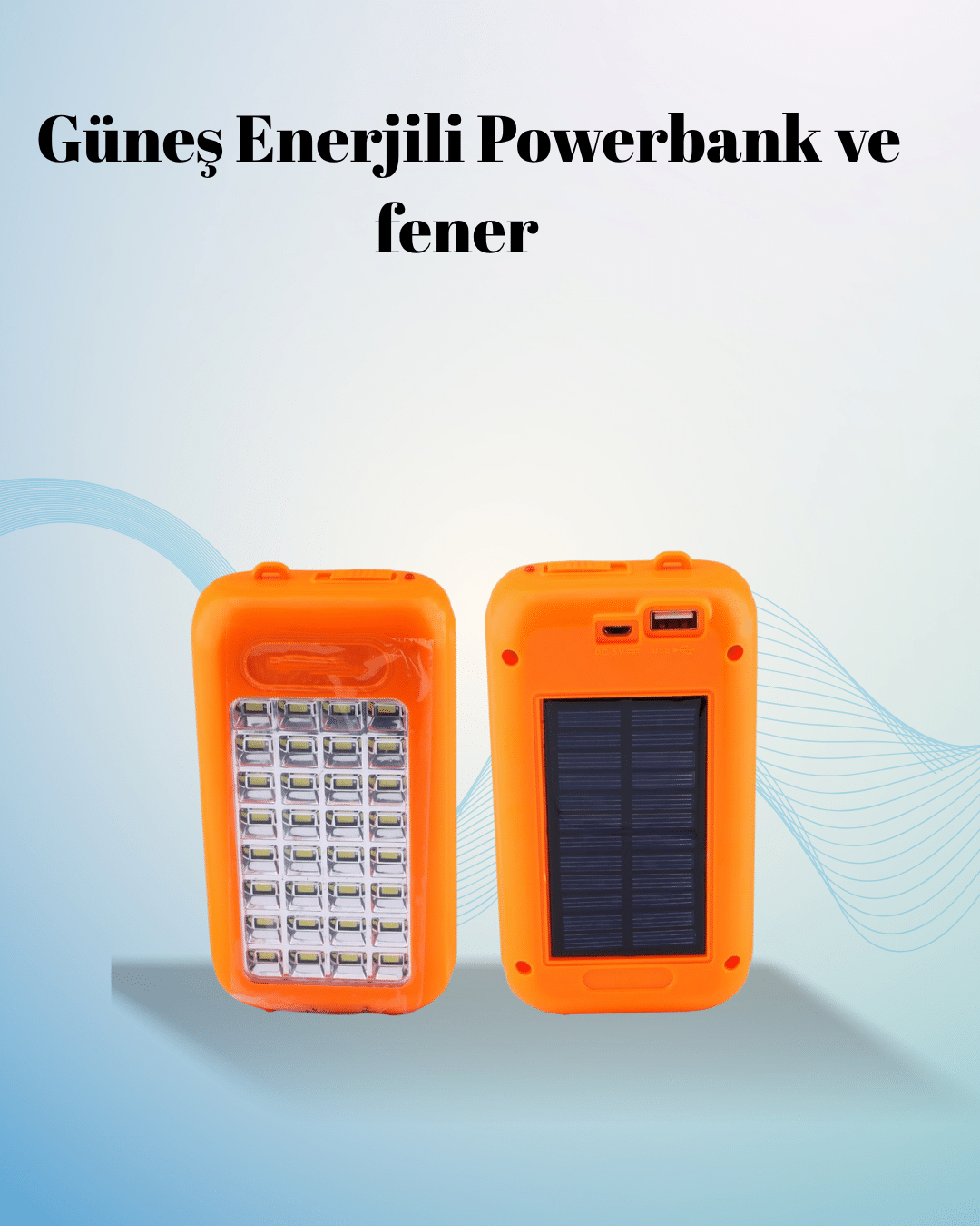 Gold Silver Güneş Enerjili Powerbank Işıldak – 10000 mAh, 32 LED, Çift USB, Su Geçirmez - Lisinya