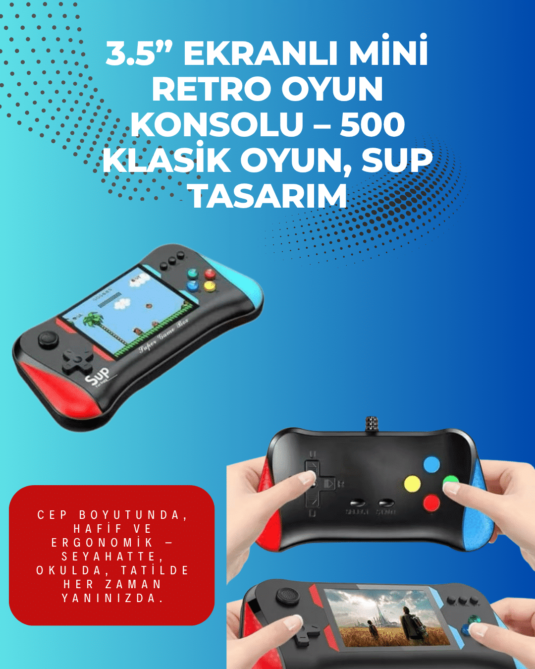 500 Retro Oyunlu Taşınabilir El Konsolu – X7M Modeli - Lisinya