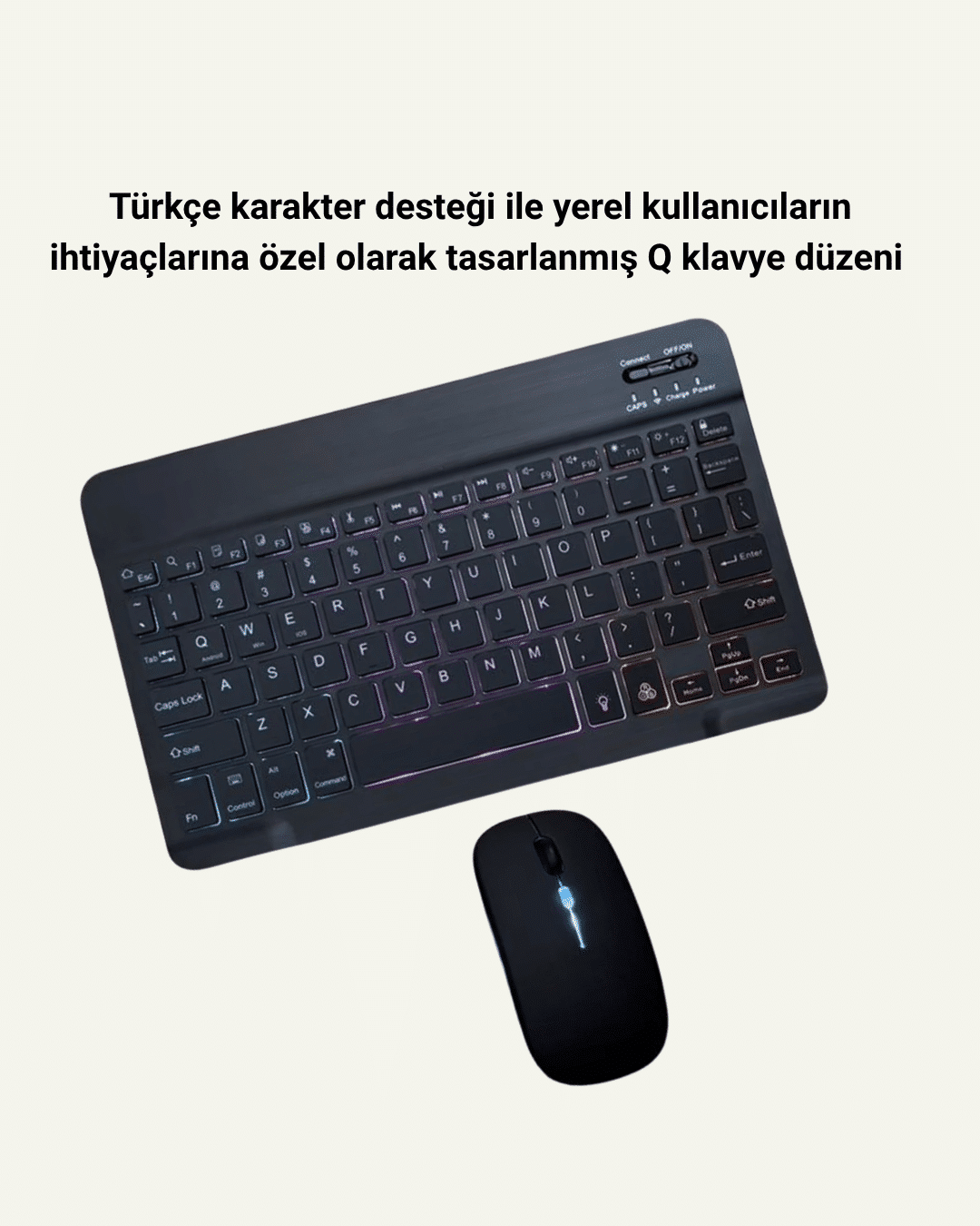 Bluetooth 5.3 Destekli Şarjlı Taşınabilir Klavye + Mouse Kombinasyonu - Lisinya