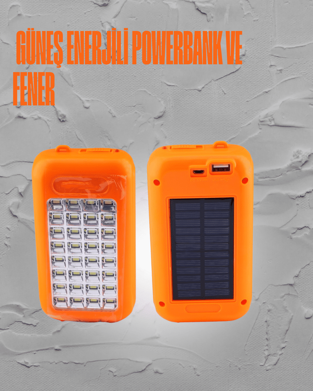 Güneş Enerjili LED Powerbank Işıldak – 10000 mAh, Su Geçirmez, 32 LED, Taşınabilir Tasarım - Lisinya