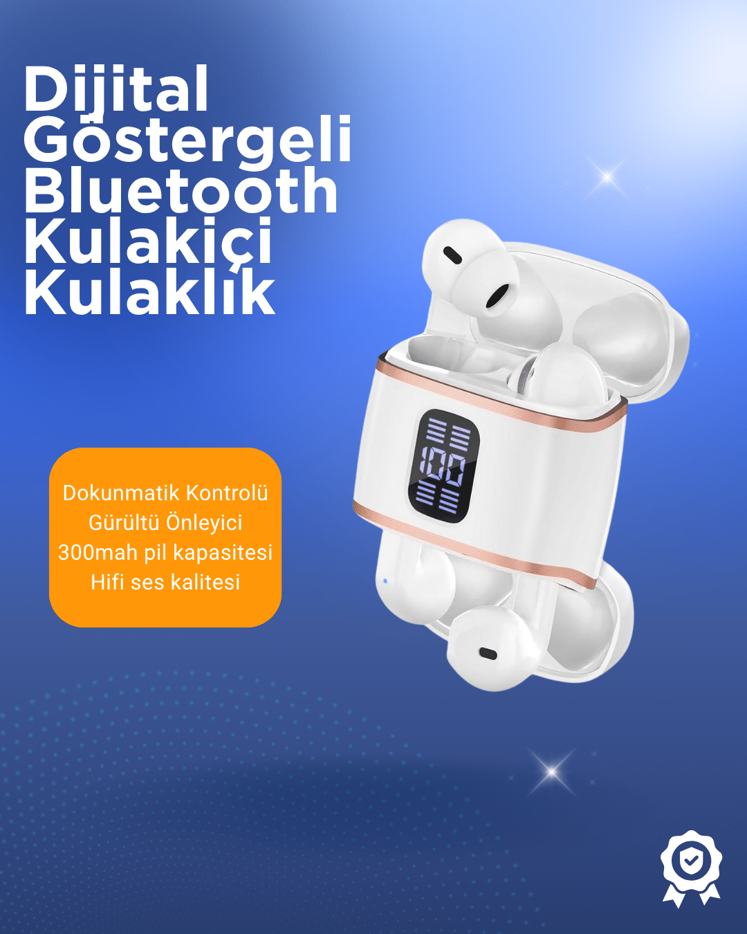 Bluetooth 5.3 Kulaklık – Kulakiçi, ANC+ENC, 4 Adet Set, Dijital Göstergeli - Lisinya