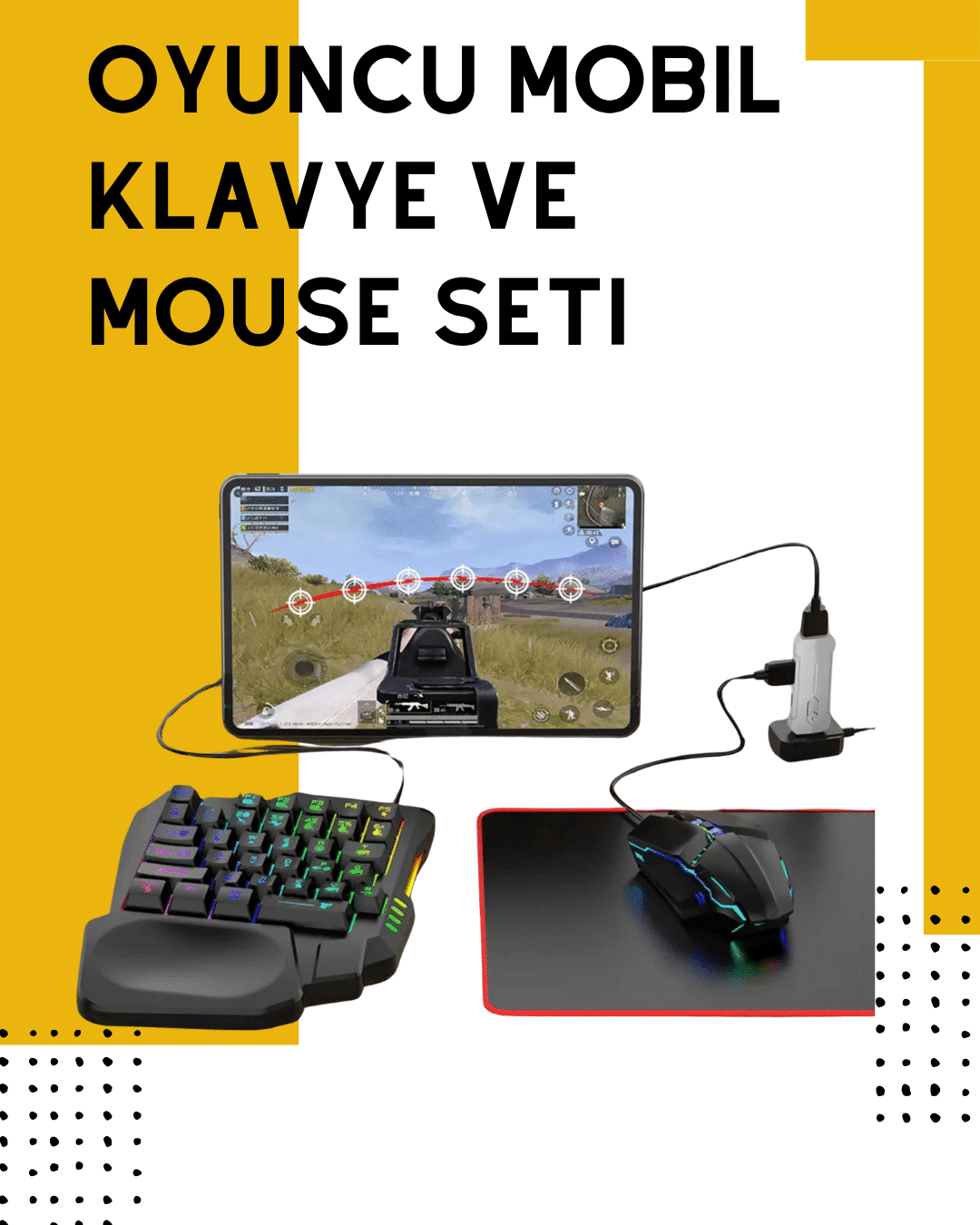 Tak-Çalıştır Mobil Oyun Ekipmanları Seti – Klavye Mouse Dahil - Lisinya