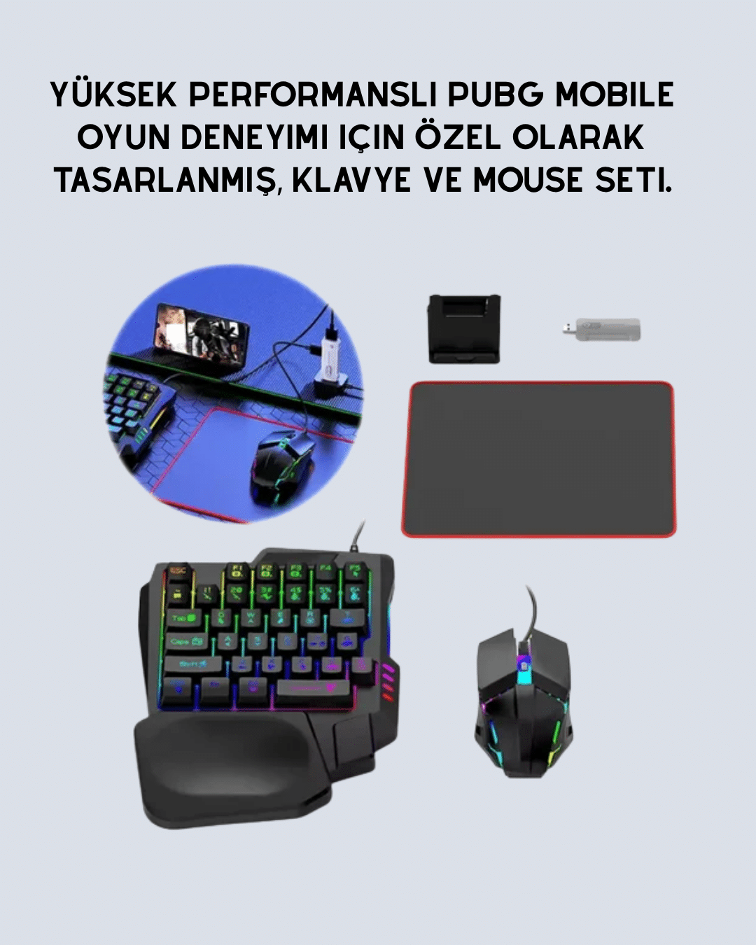 Tak-Çalıştır Mobil Oyun Ekipmanları Seti – Klavye Mouse Dahil - Lisinya Tak-Çalıştır Mobil Oyun Ekipmanları Seti – Klavye Mouse Dahil - Lisinya