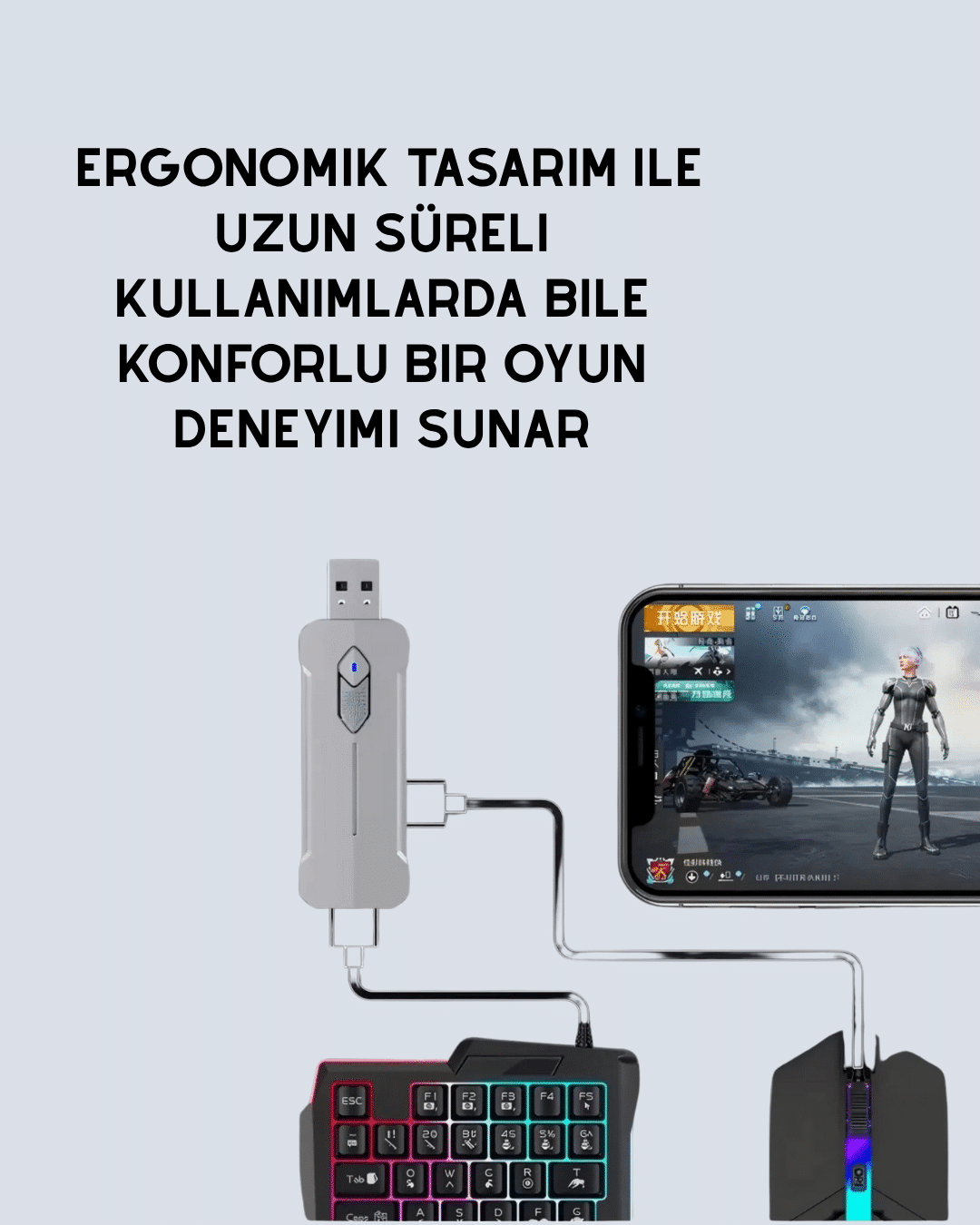 Tak-Çalıştır Mobil Oyun Ekipmanları Seti – Klavye Mouse Dahil - Lisinya Tak-Çalıştır Mobil Oyun Ekipmanları Seti – Klavye Mouse Dahil - Lisinya
