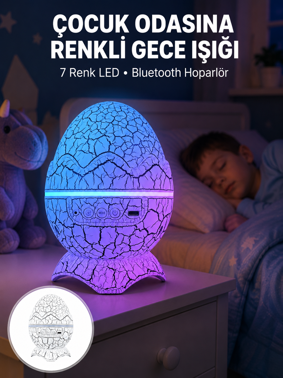 Dinazor Yumurta Gece Lambası - Lisinya Dinazor Yumurta Gece Lambası - Lisinya